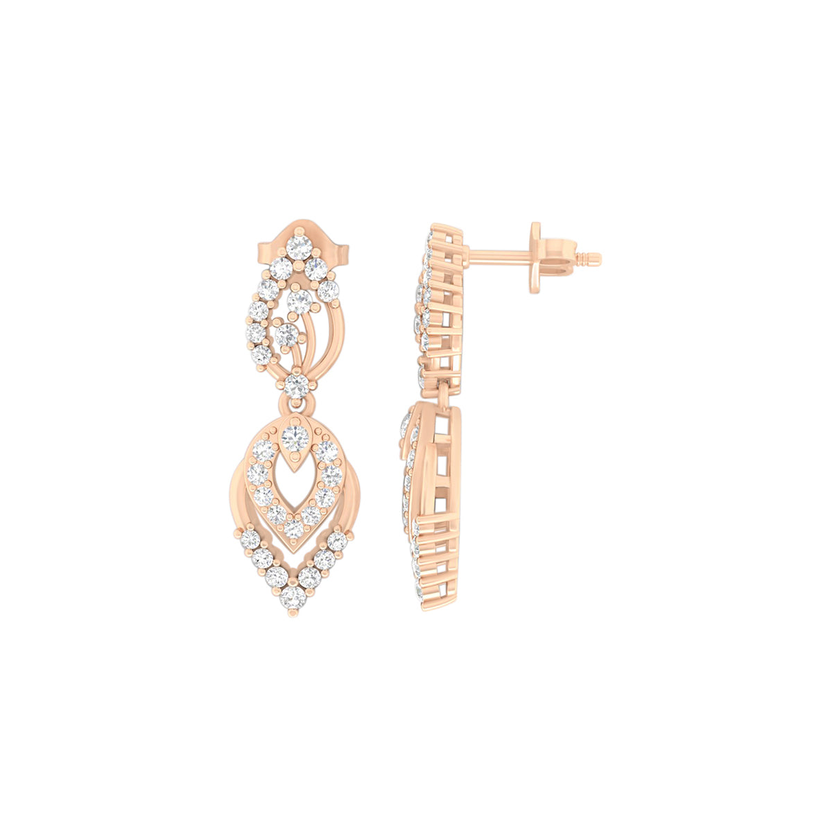18KT Rose Gold with White Diamond Drop Earrings 0.80cts