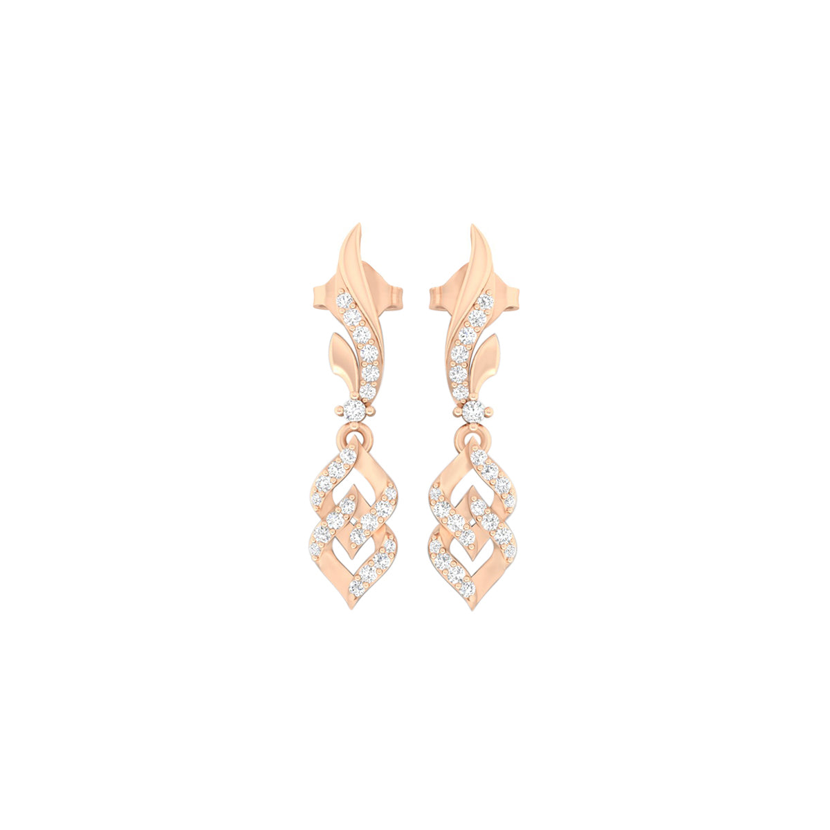 18KT Rose Gold with White Diamond Drop Earrings 0.27cts