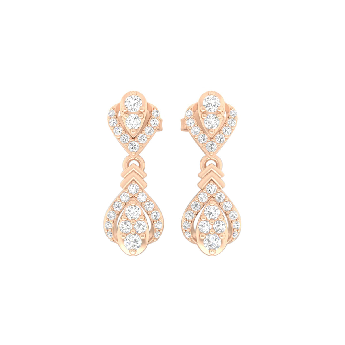 18KT Rose Gold with White Diamond Drop Earrings 0.54cts
