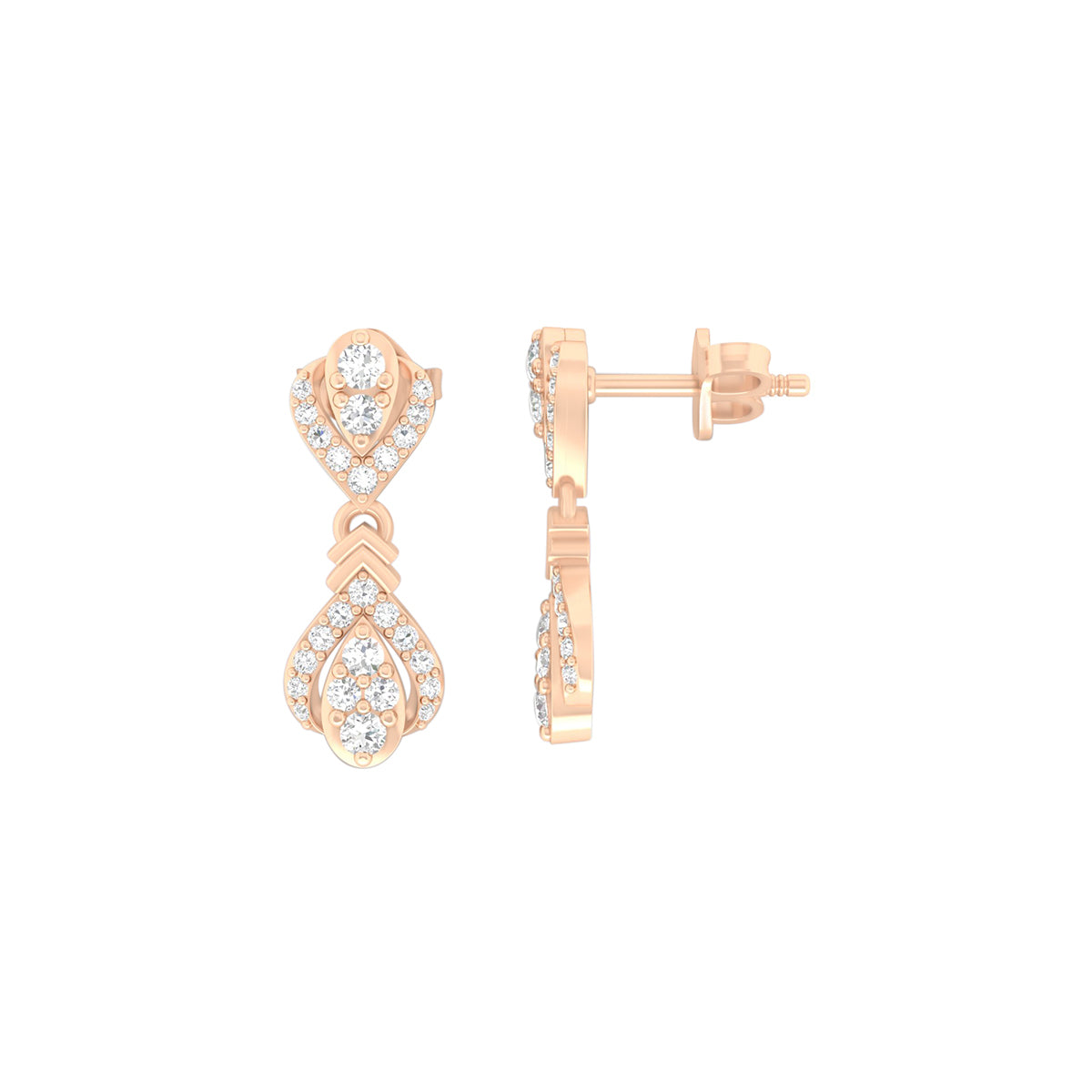18KT Rose Gold with White Diamond Drop Earrings 0.54cts