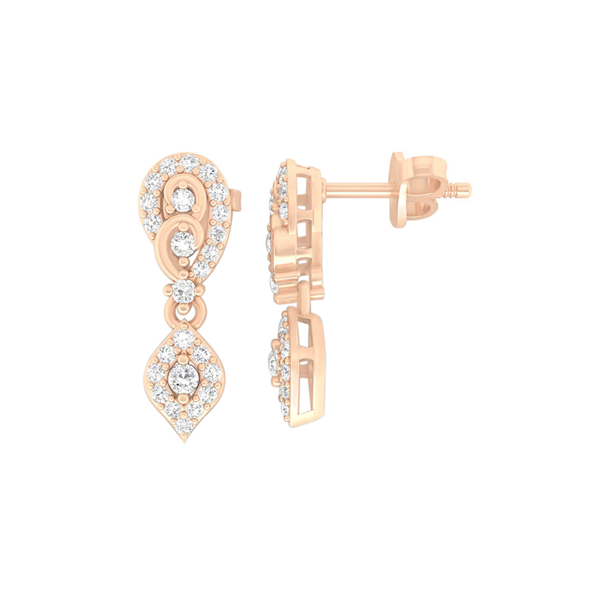 18KT Rose Gold with White Diamond Drop Earrings 0.41cts
