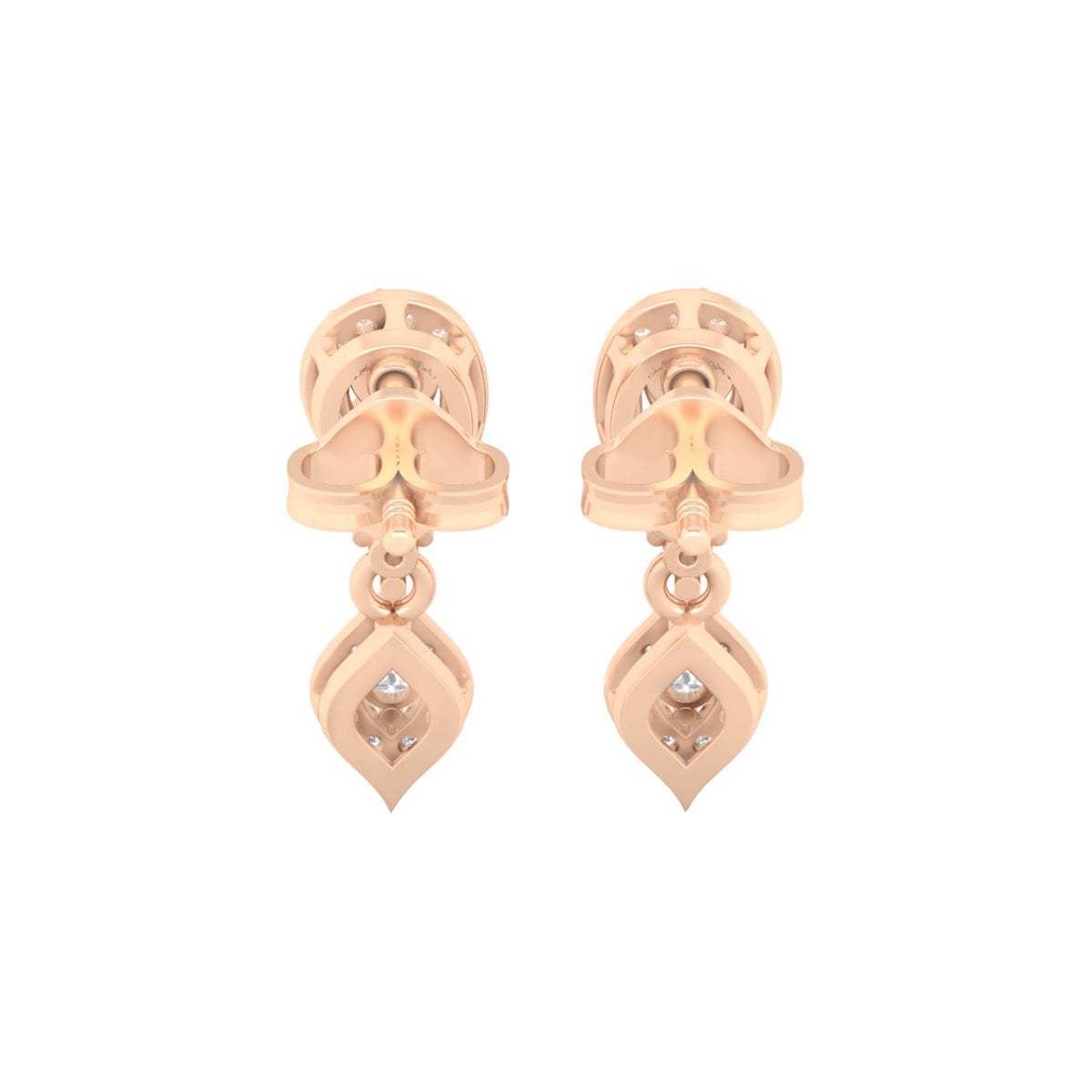 18KT Rose Gold with White Diamond Drop Earrings 0.41cts