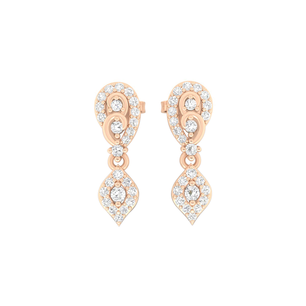 18KT Rose Gold with White Diamond Drop Earrings 0.41cts