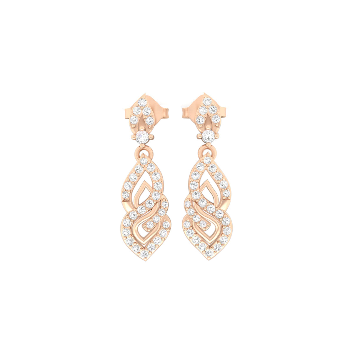 18KT Rose Gold with White Diamond Drop Earrings 0.44cts