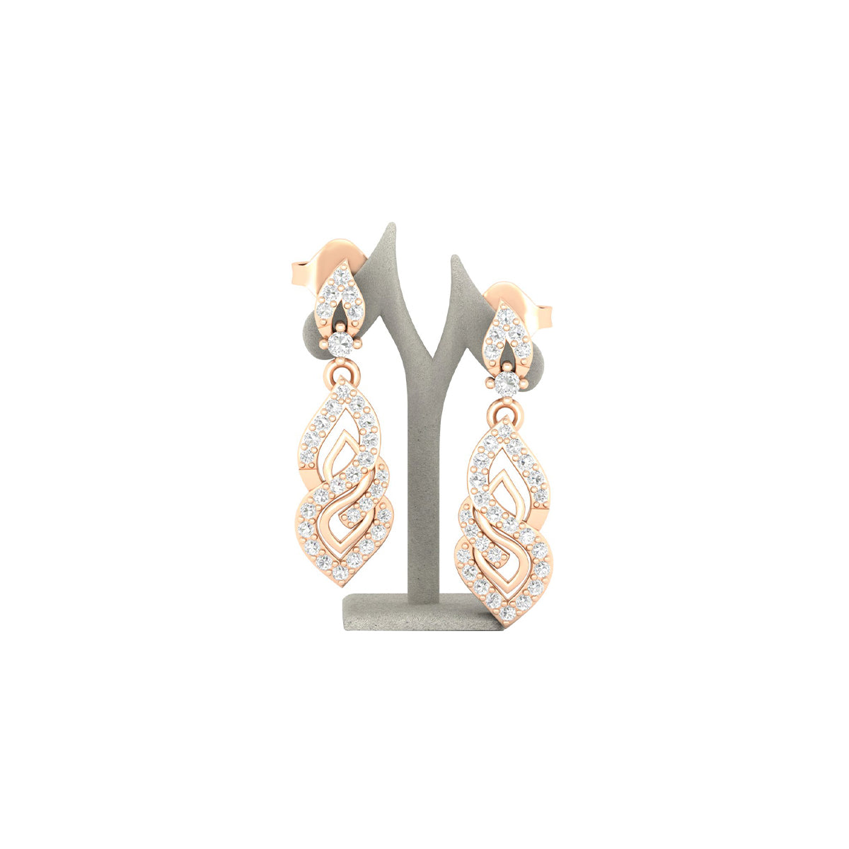 18KT Rose Gold with White Diamond Drop Earrings 0.44cts