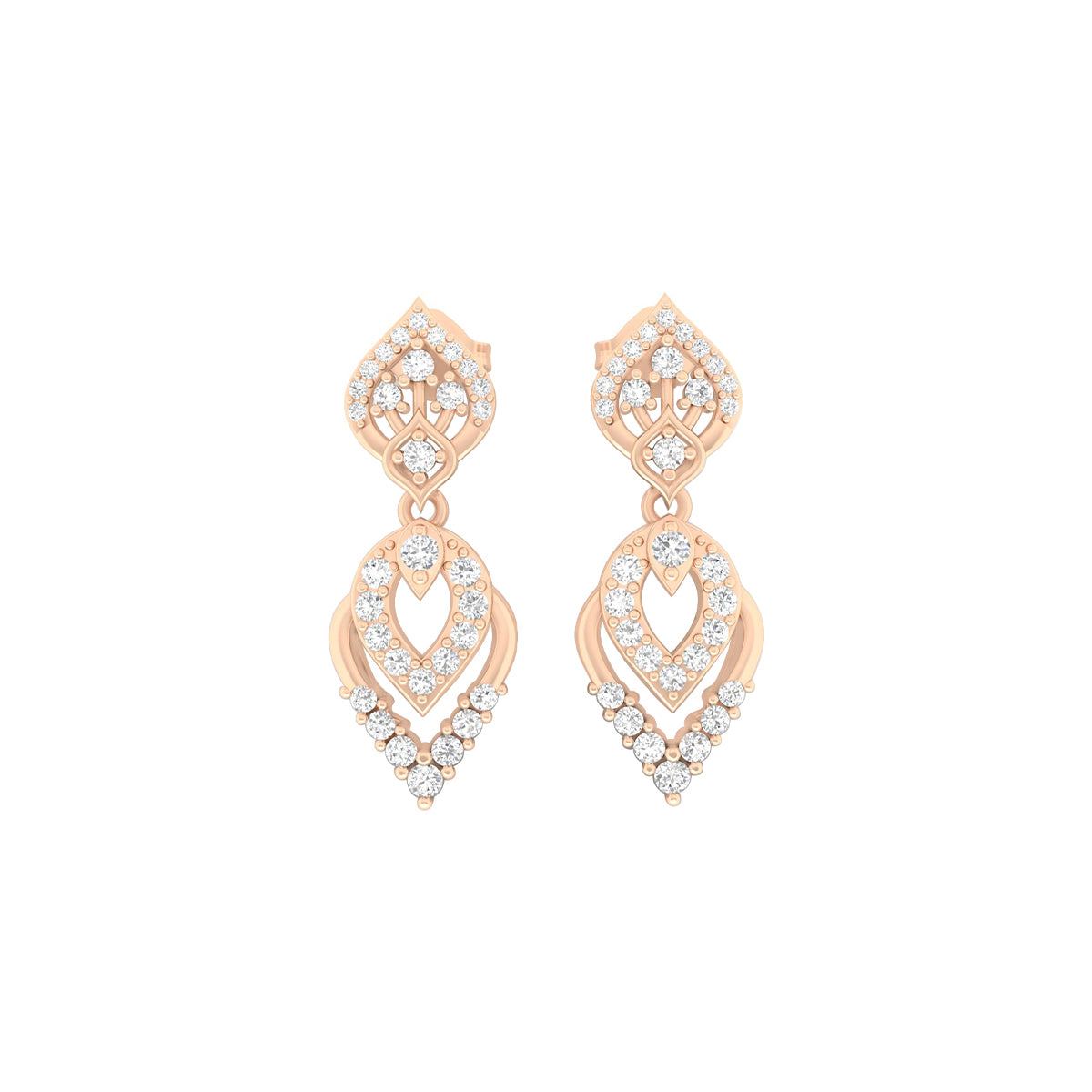 18KT Rose Gold with White Diamond Drop Earrings 0.81cts