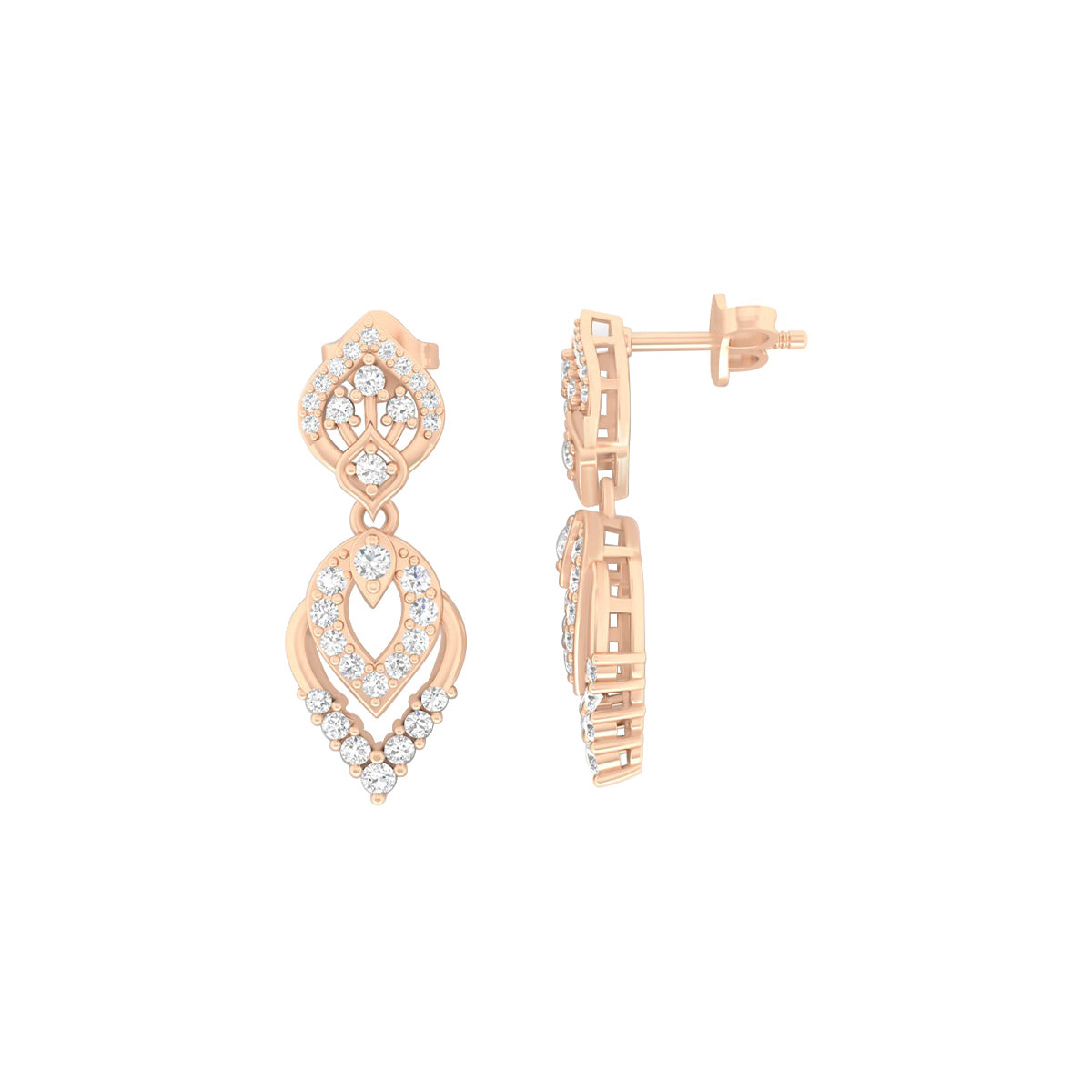 18KT Rose Gold with White Diamond Drop Earrings 0.81cts