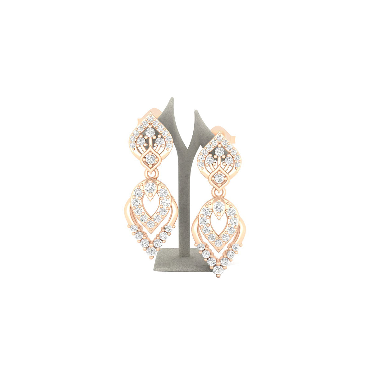 18KT Rose Gold with White Diamond Drop Earrings 0.81cts