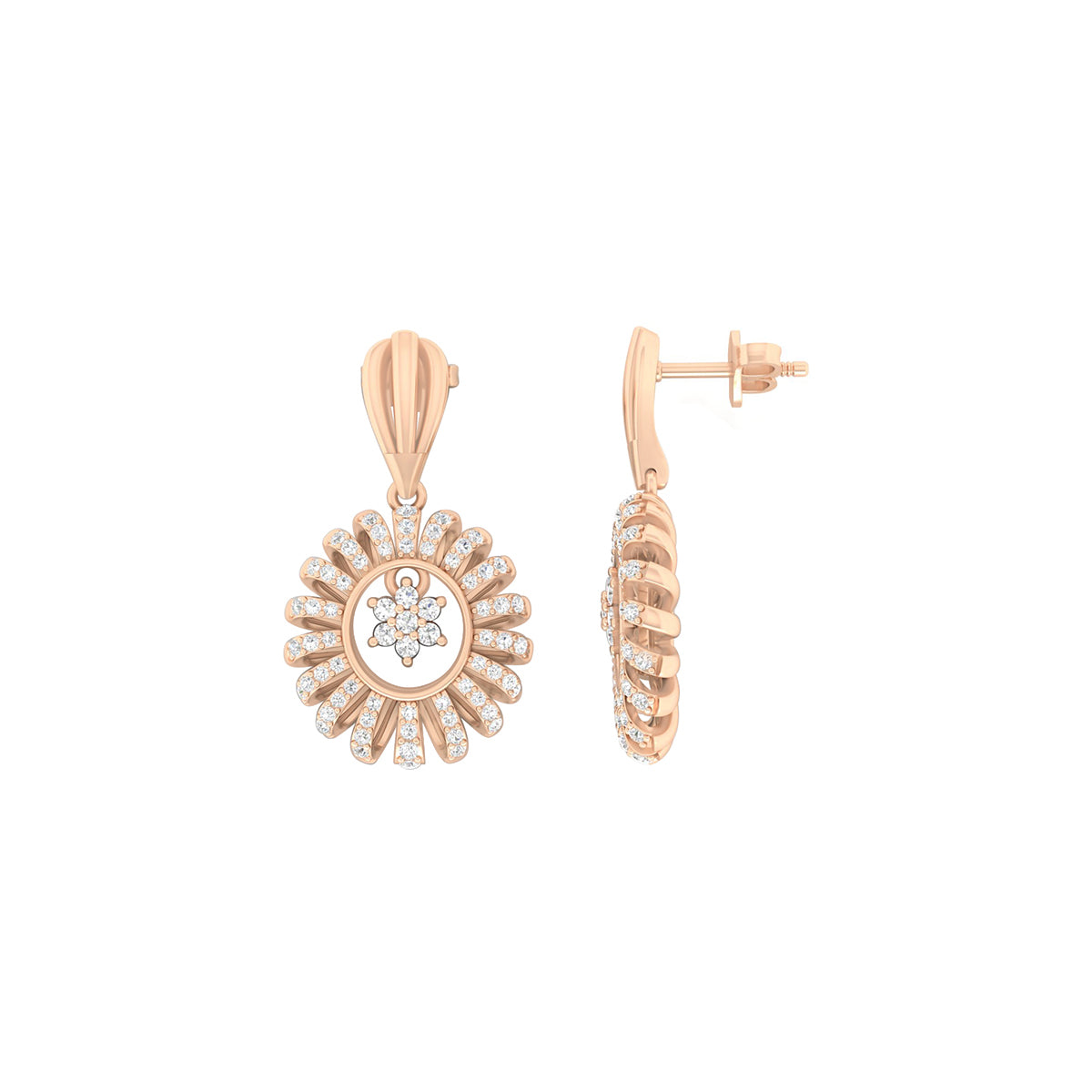 18KT Rose Gold with White Diamond Drop Earrings 0.94cts