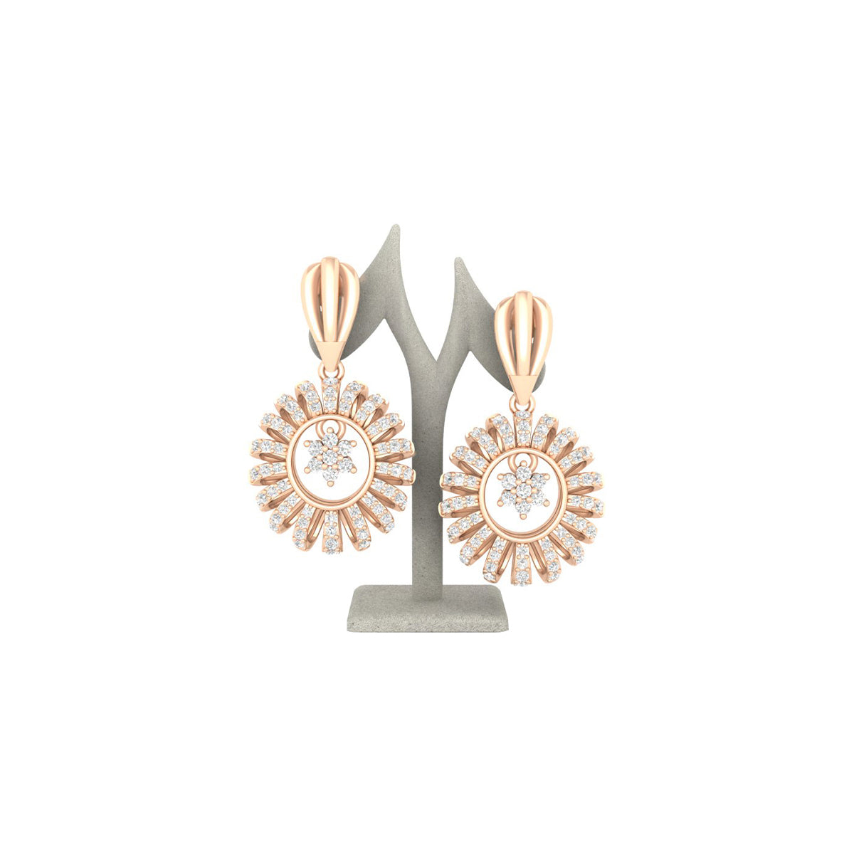 18KT Rose Gold with White Diamond Drop Earrings 0.94cts