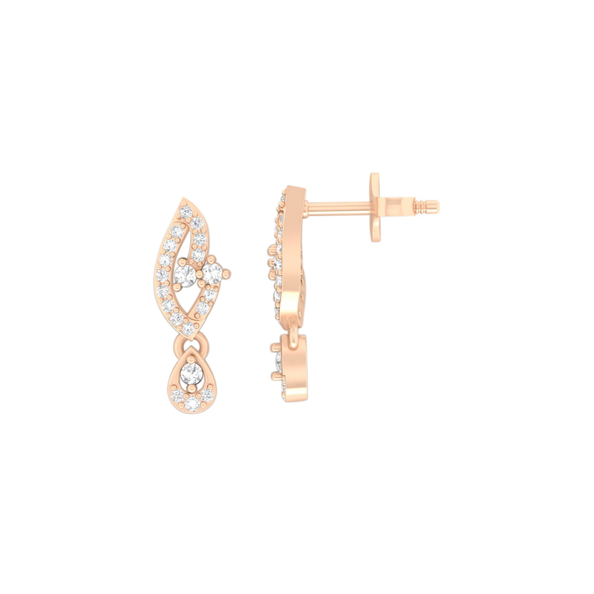 18KT Rose Gold with White Diamond Drop Earrings 0.28cts