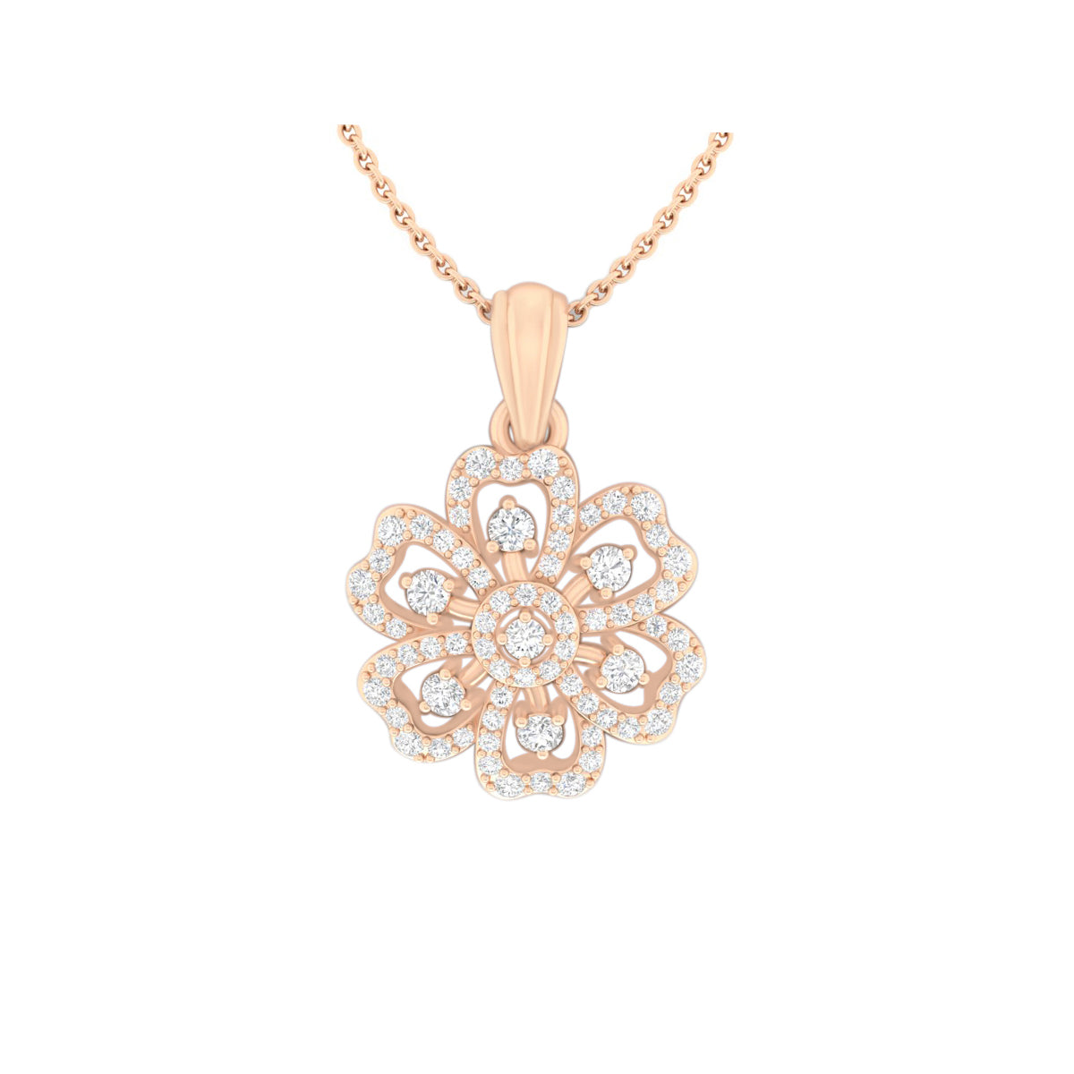 18KT Rose Gold with White Diamond Pendant 0.66cts
