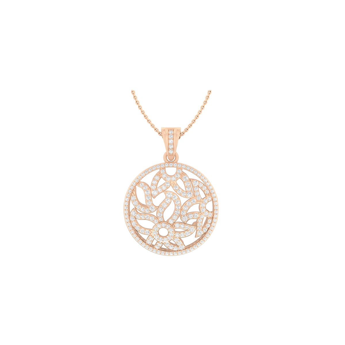 18KT Rose Gold with White Diamond Pendant 1.25cts