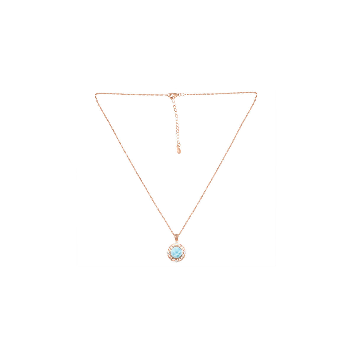 Larimar Pendant with White Diamond in 14KT Rose Gold 4.69cts.