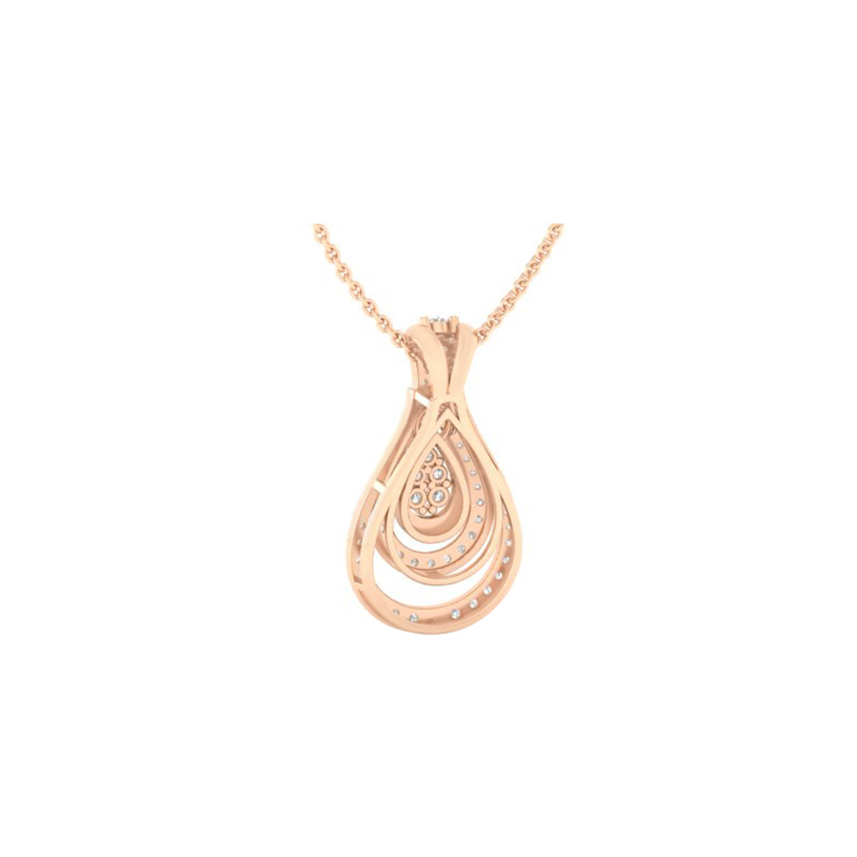 18KT Rose Gold with White Diamond Pendant 0.42cts