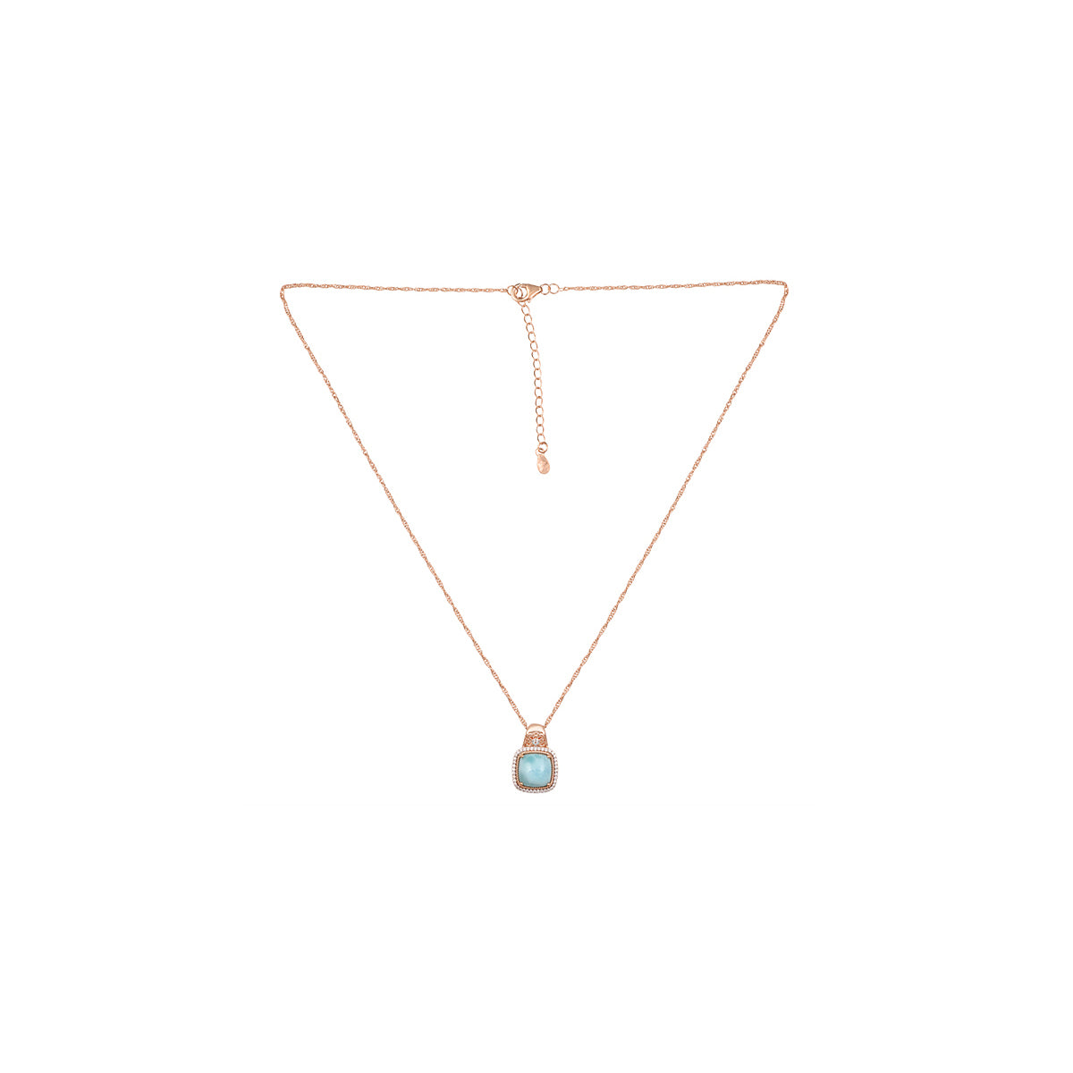 Larimar Pendant with White Diamond in 14KT Rose Gold 5.31cts.