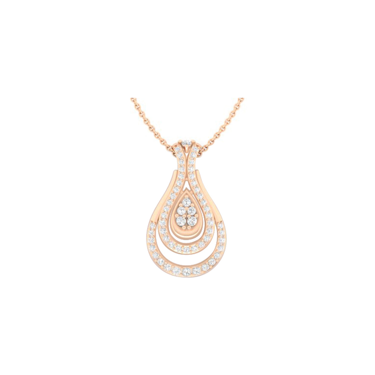 18KT Rose Gold with White Diamond Pendant 0.42cts