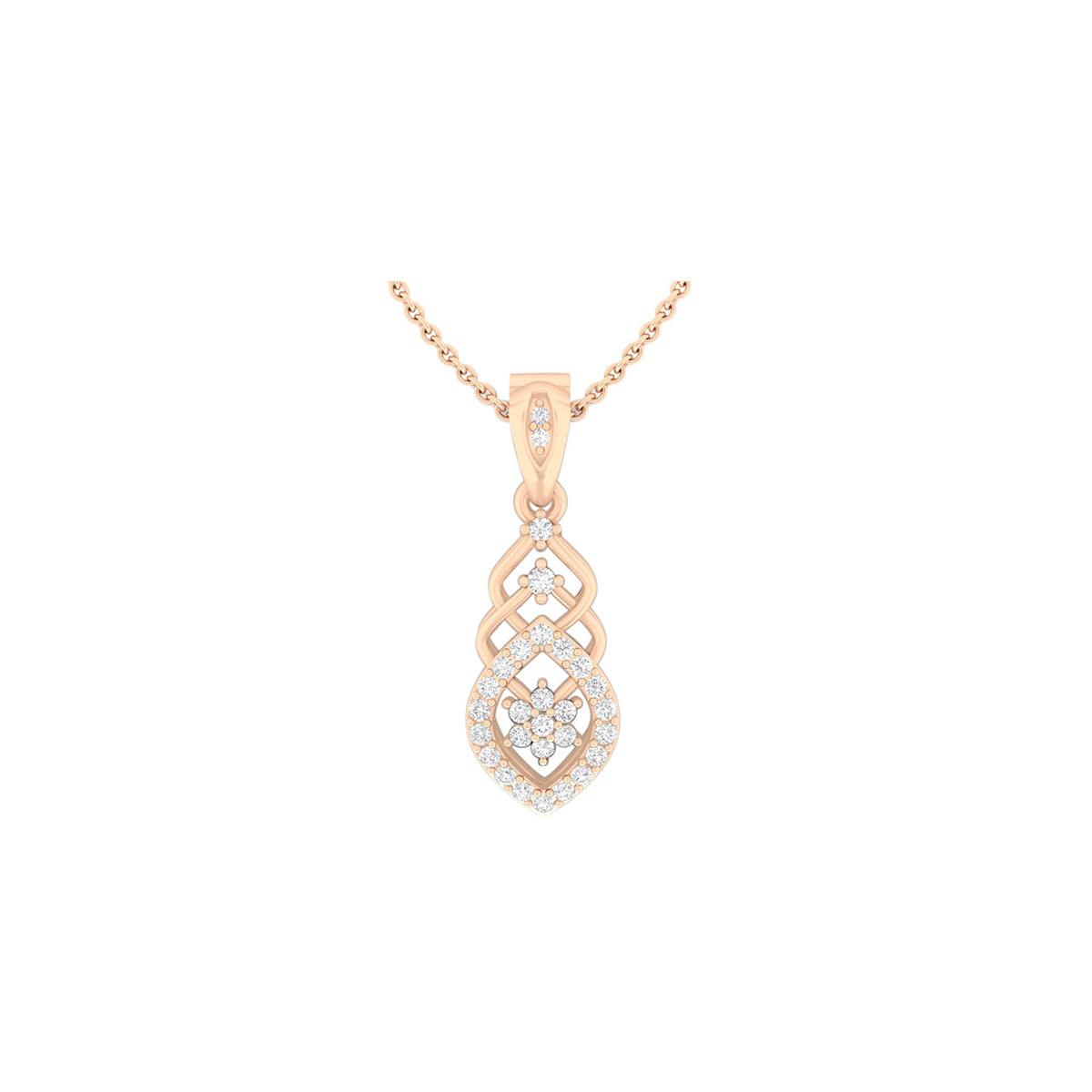 18KT Rose Gold with White Diamond Pendant 0.24cts