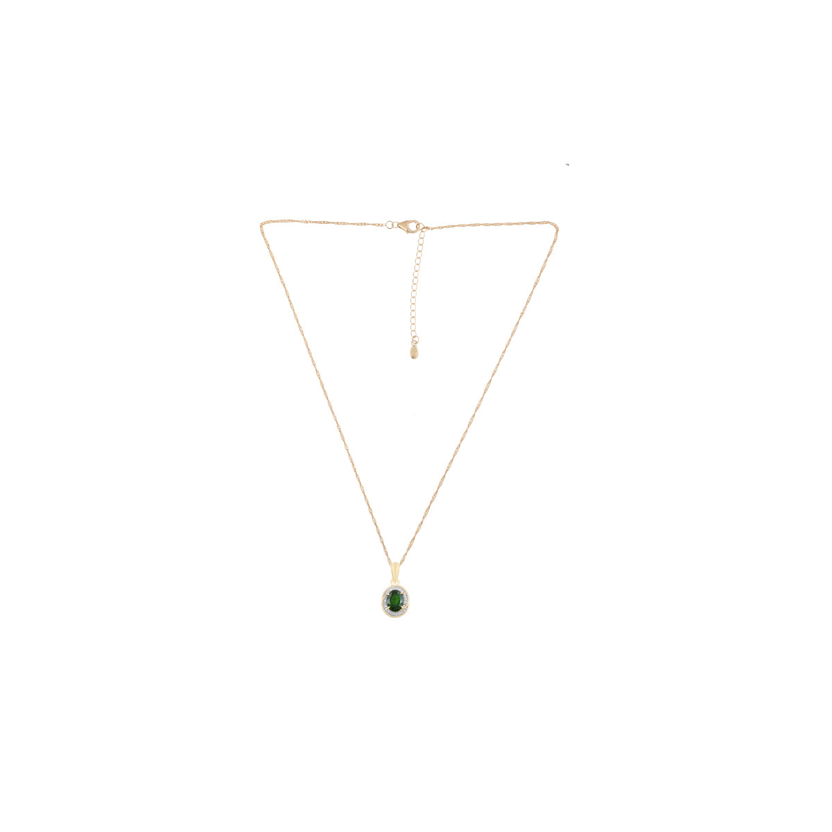 Chrome Diopside Pendant with White Diamond in 14KT Gold 2.68cts.