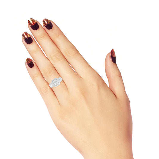 18KT White Gold With White Diamond Engagement Ring 0.58ct