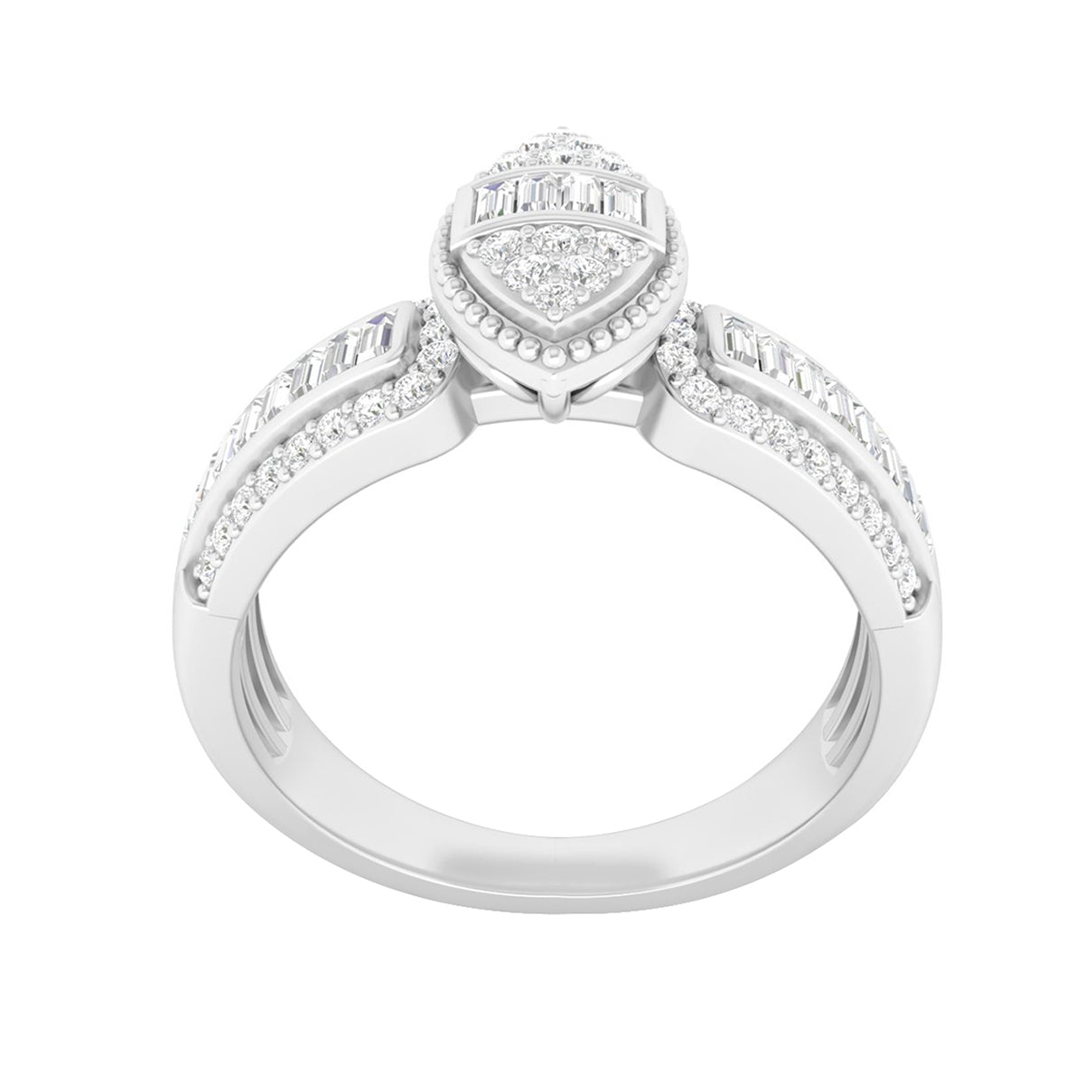 18KT White Gold With White Diamond Engagement Ring 0.55ct