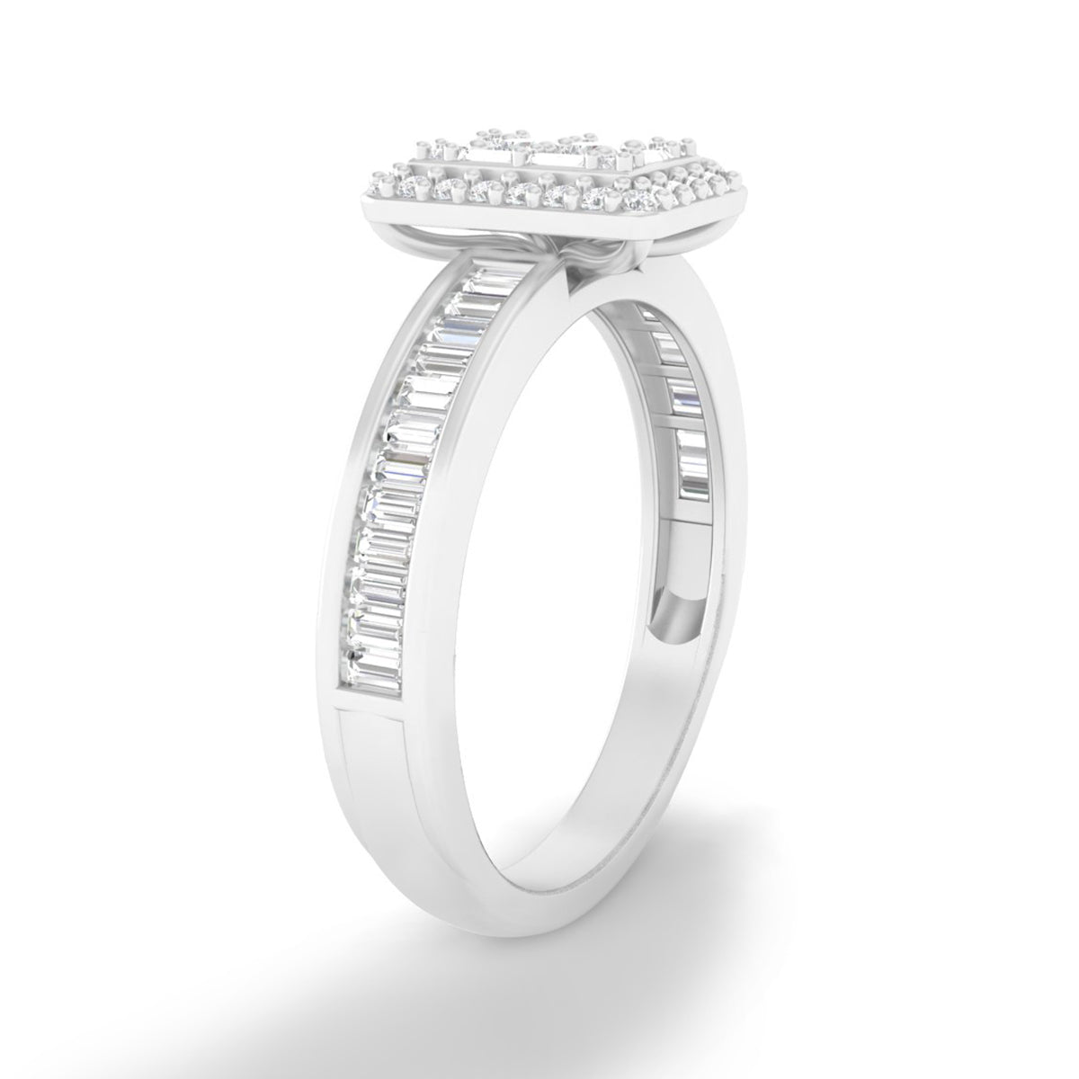 18KT White Gold With White Diamond Engagement Ring 0.53ct