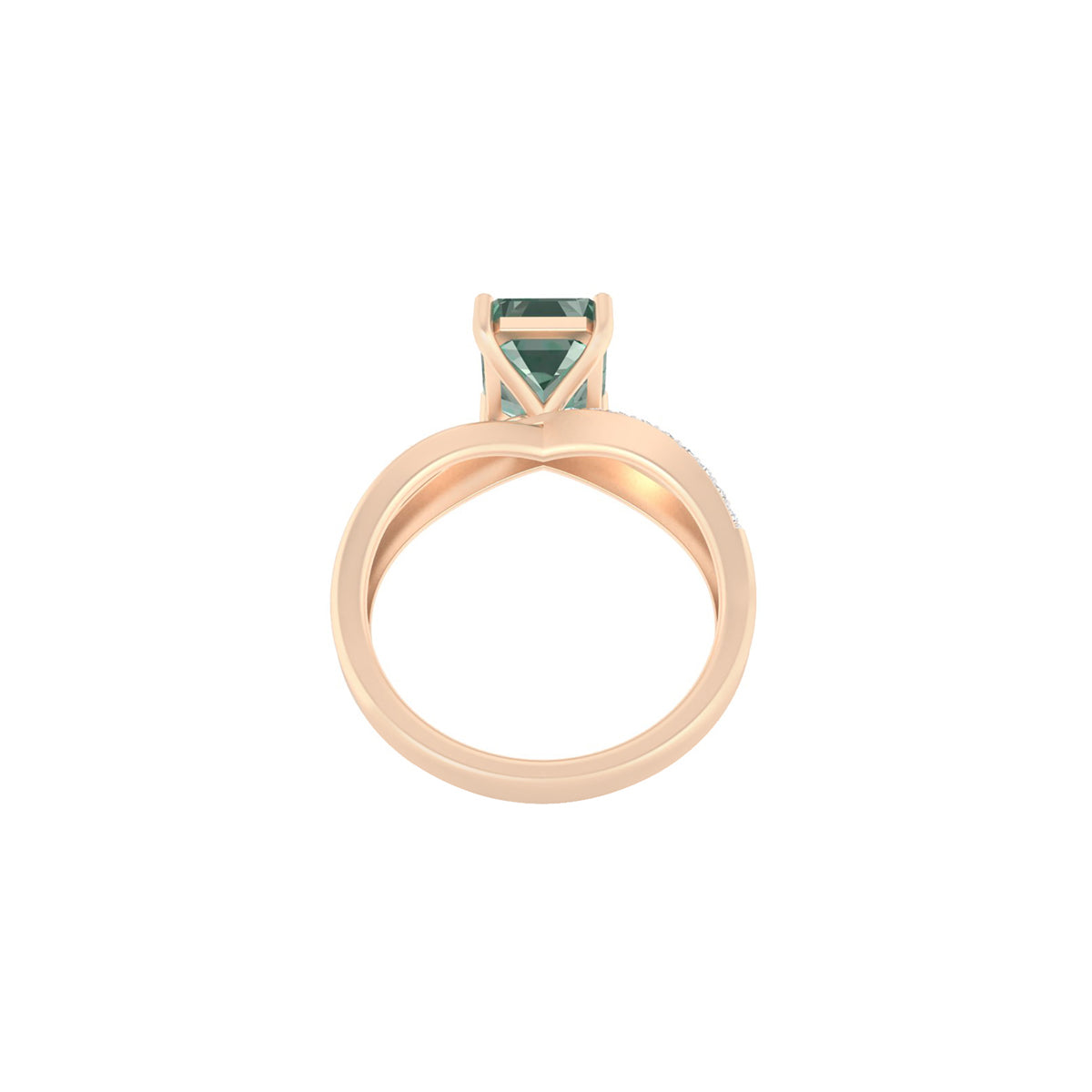 Green Amethyst Ring with White Diamond in 18Kt Gold 2.16cts