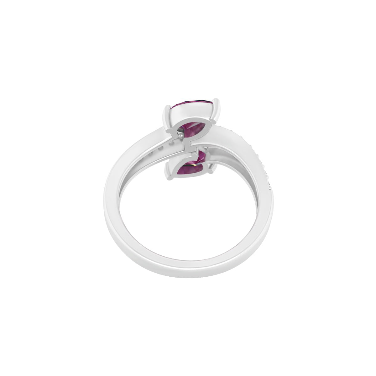 Indian Ruby Ring with White Diamond in 18Kt White Gold 2.17cts