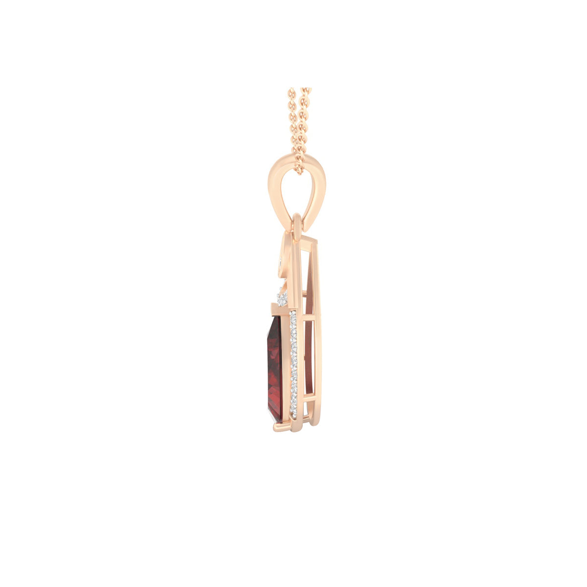 Red Garnet Pendant with White Diamond in 18Kt Gold 4.85cts