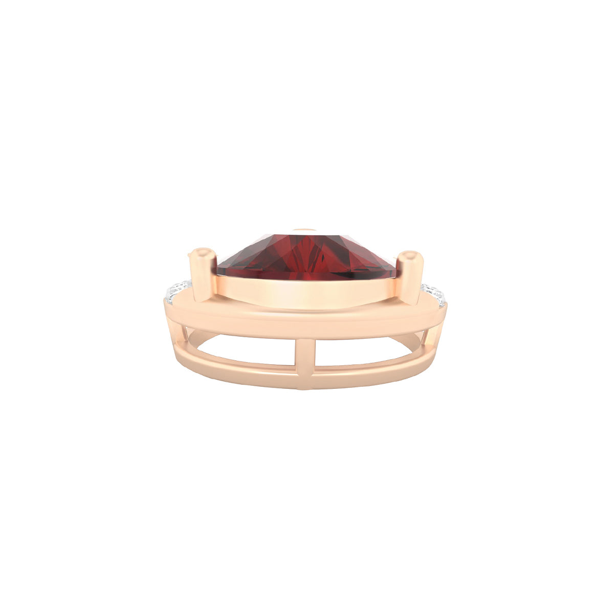 Red Garnet Pendant with White Diamond in 18Kt Gold 4.85cts