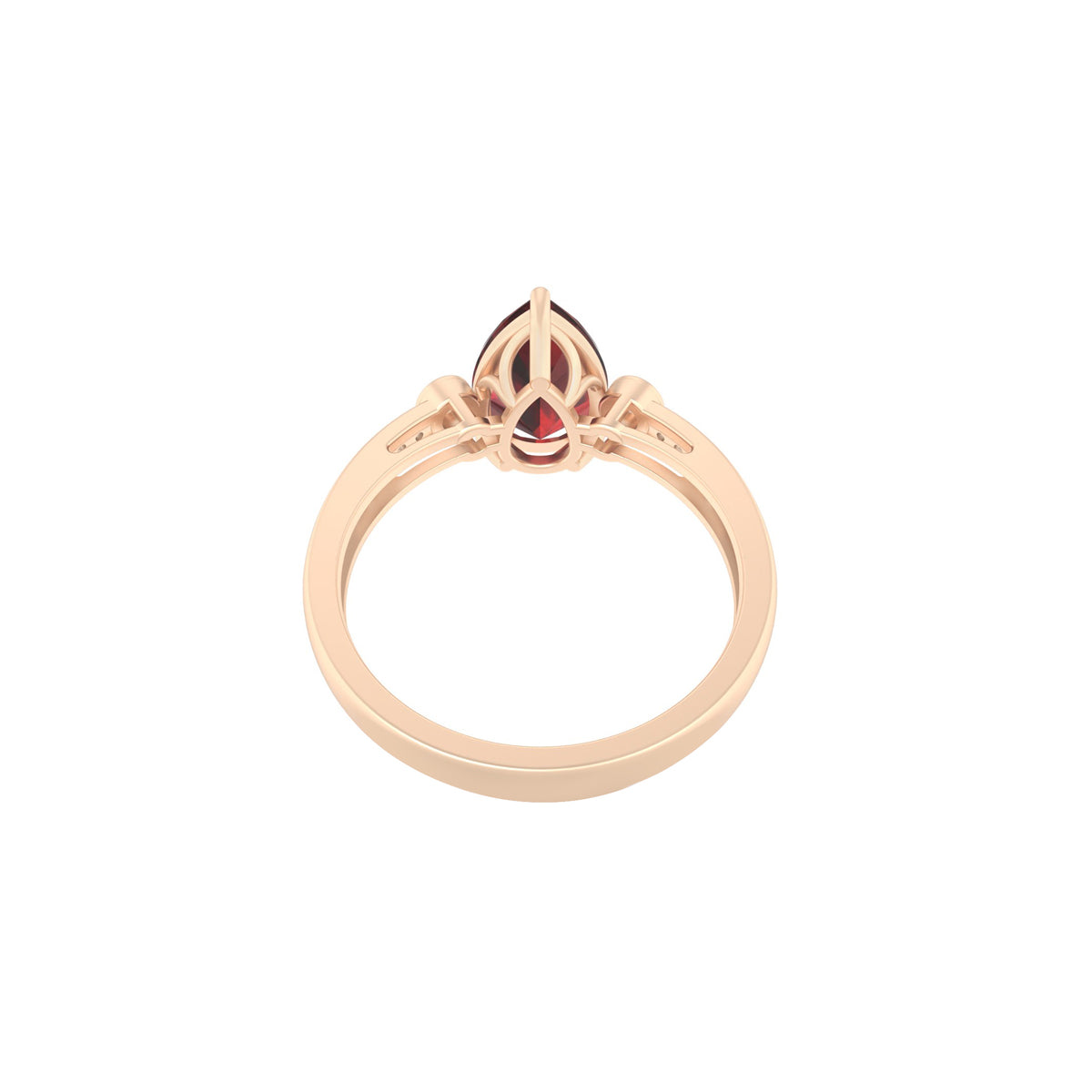 Red Garnet Ring with White Diamond in 18Kt Gold 2.06cts