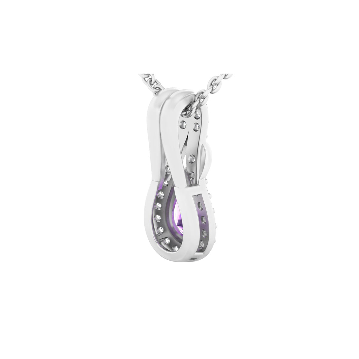 Amethyst Pendant with White Diamond in 14Kt White Gold 0.53cts