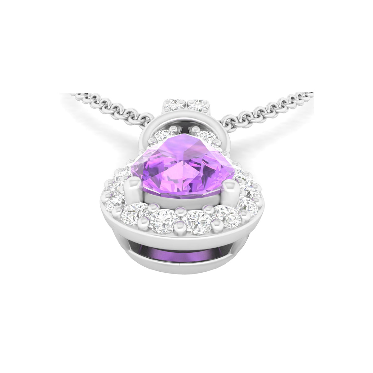 Amethyst Pendant with White Diamond in 14Kt White Gold 0.53cts