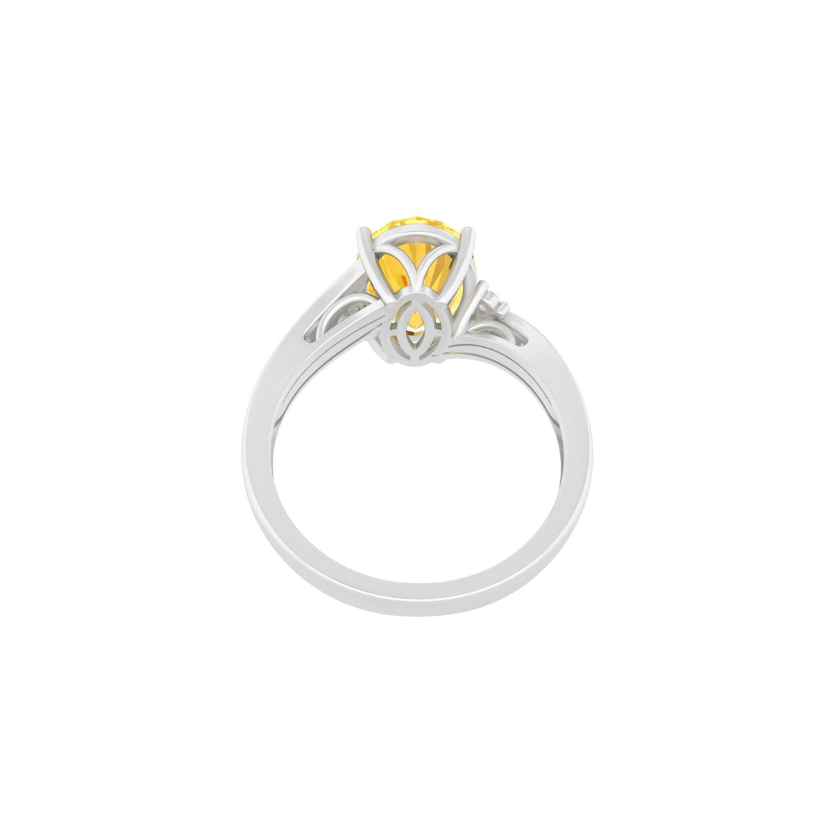 Citrine Ring with White Diamond in 18Kt White Gold 3.16cts