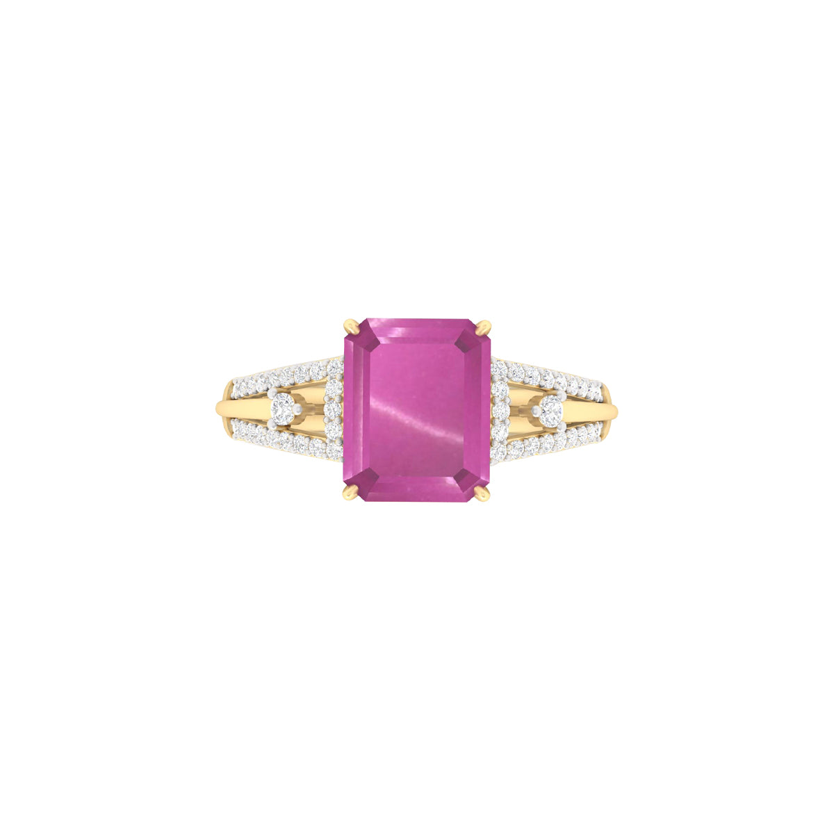 Indian Ruby Ring with White Diamond in 18Kt Gold 4.75cts