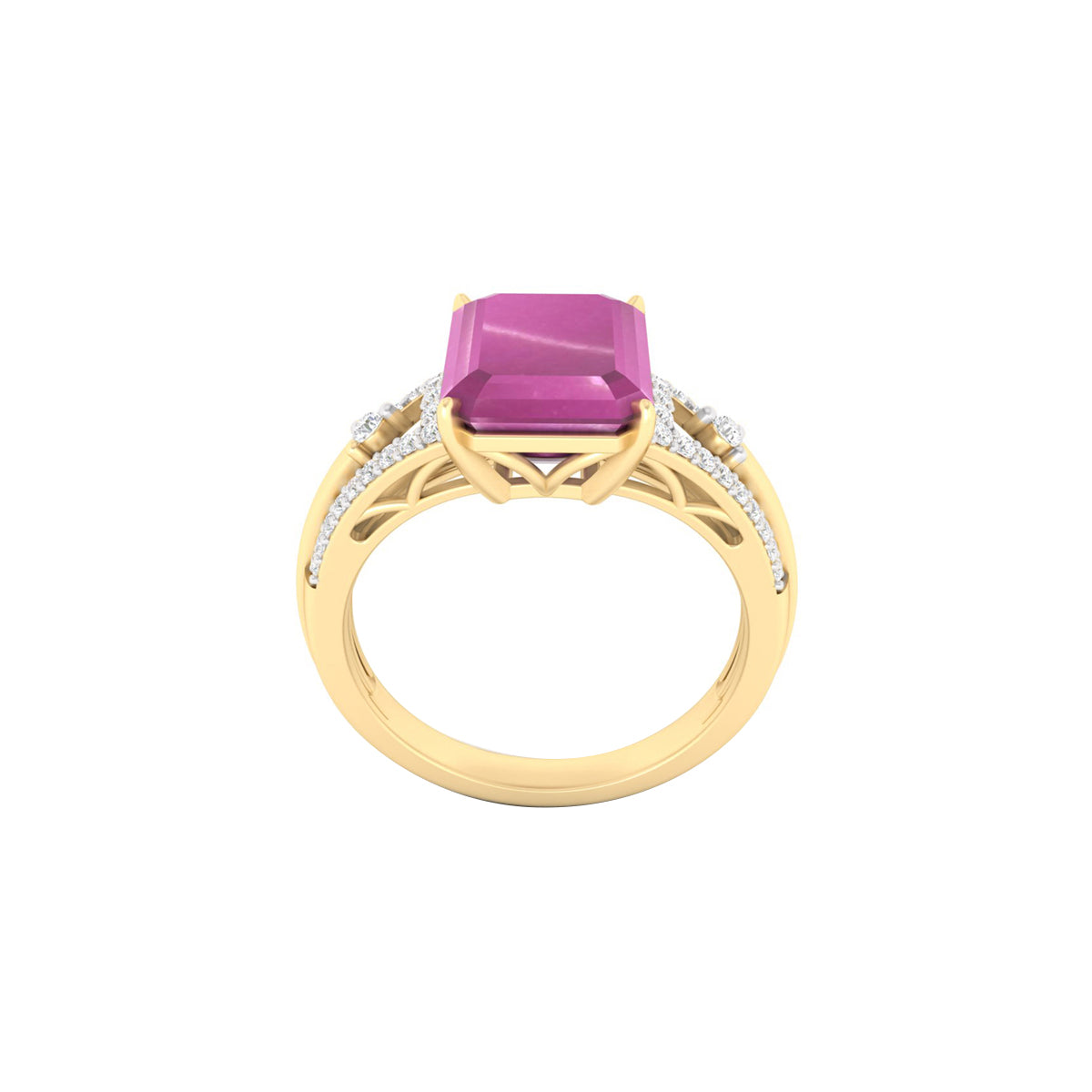 Indian Ruby Ring with White Diamond in 18Kt Gold 4.75cts