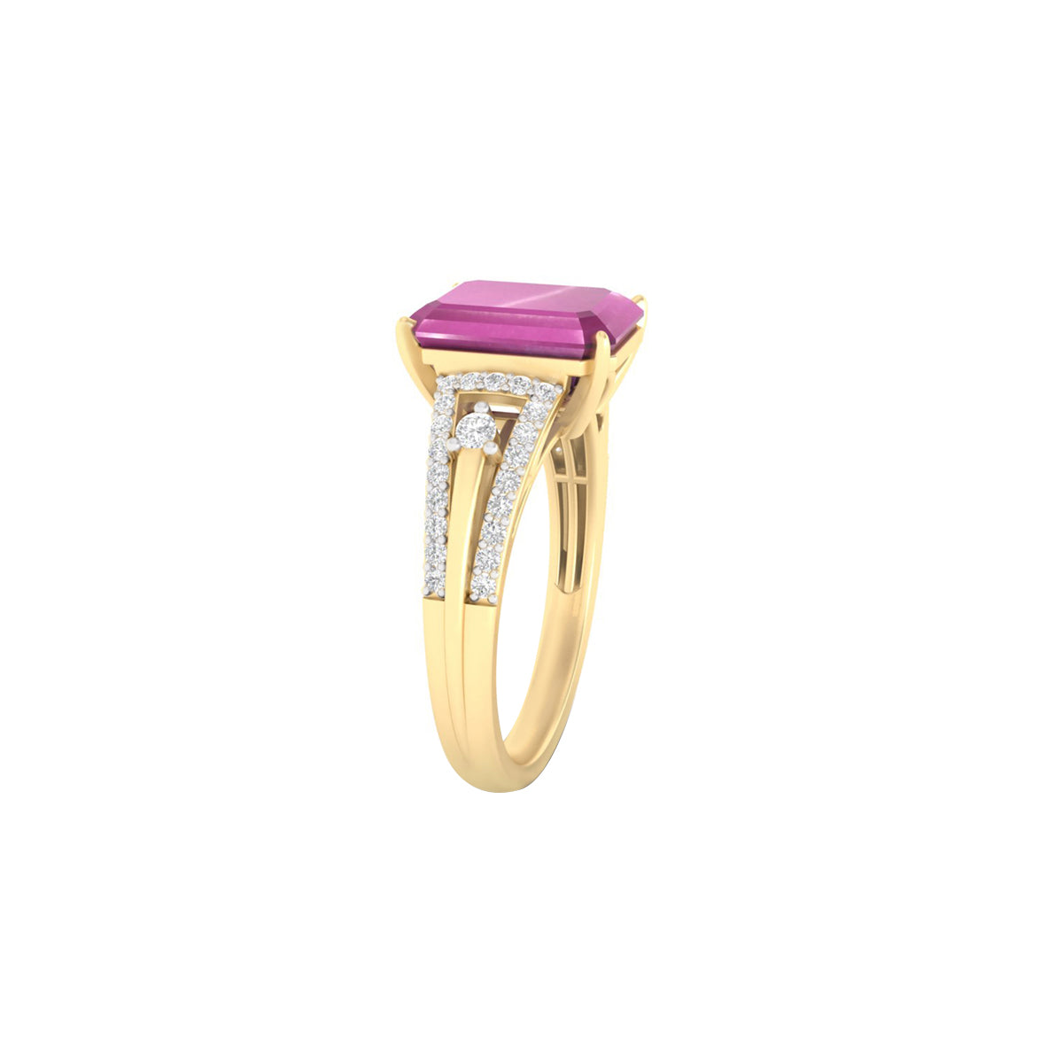 Indian Ruby Ring with White Diamond in 18Kt Gold 4.75cts