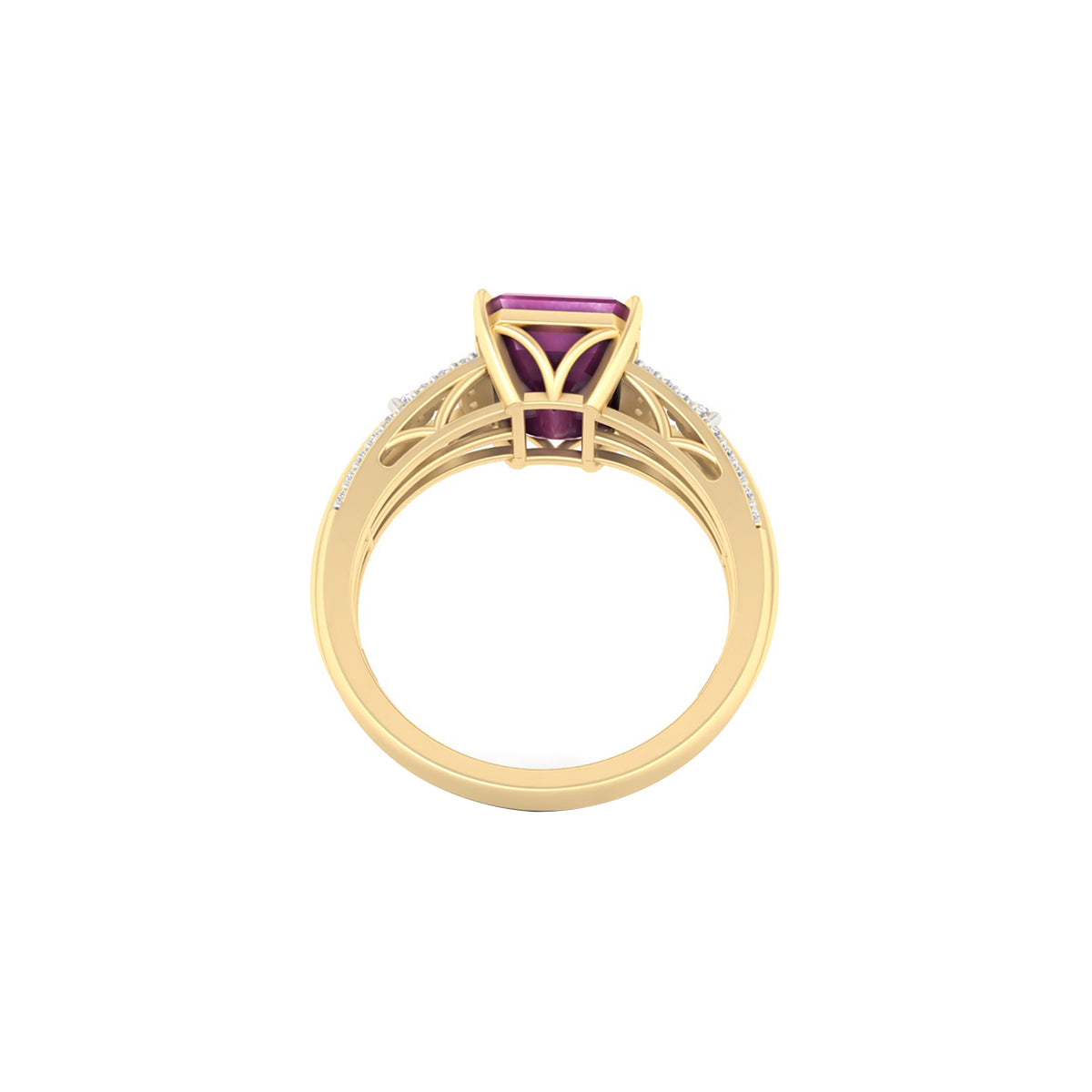 Indian Ruby Ring with White Diamond in 18Kt Gold 4.75cts