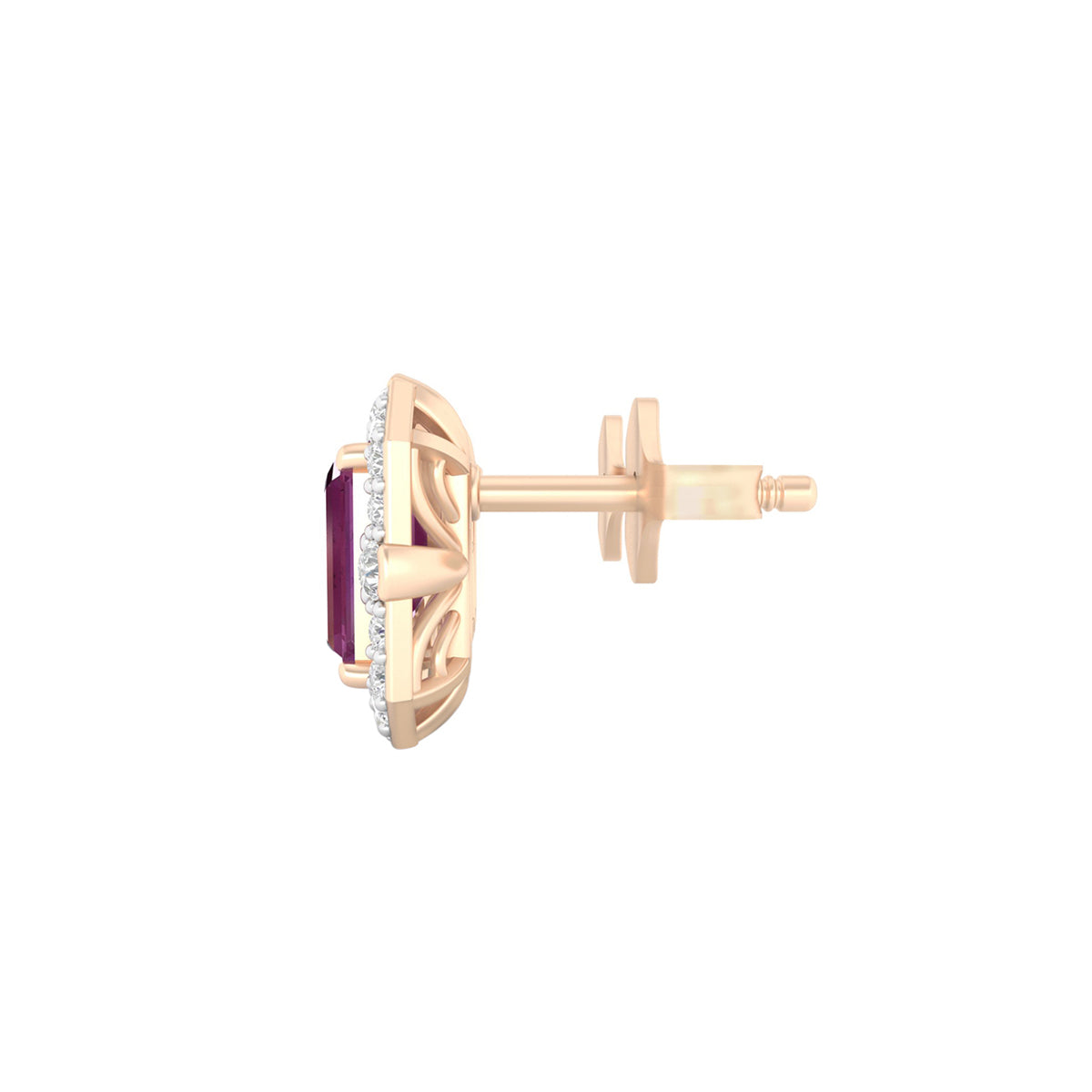 Indian Ruby Stud Earrings with White Diamond in 18Kt Gold 1.97cts
