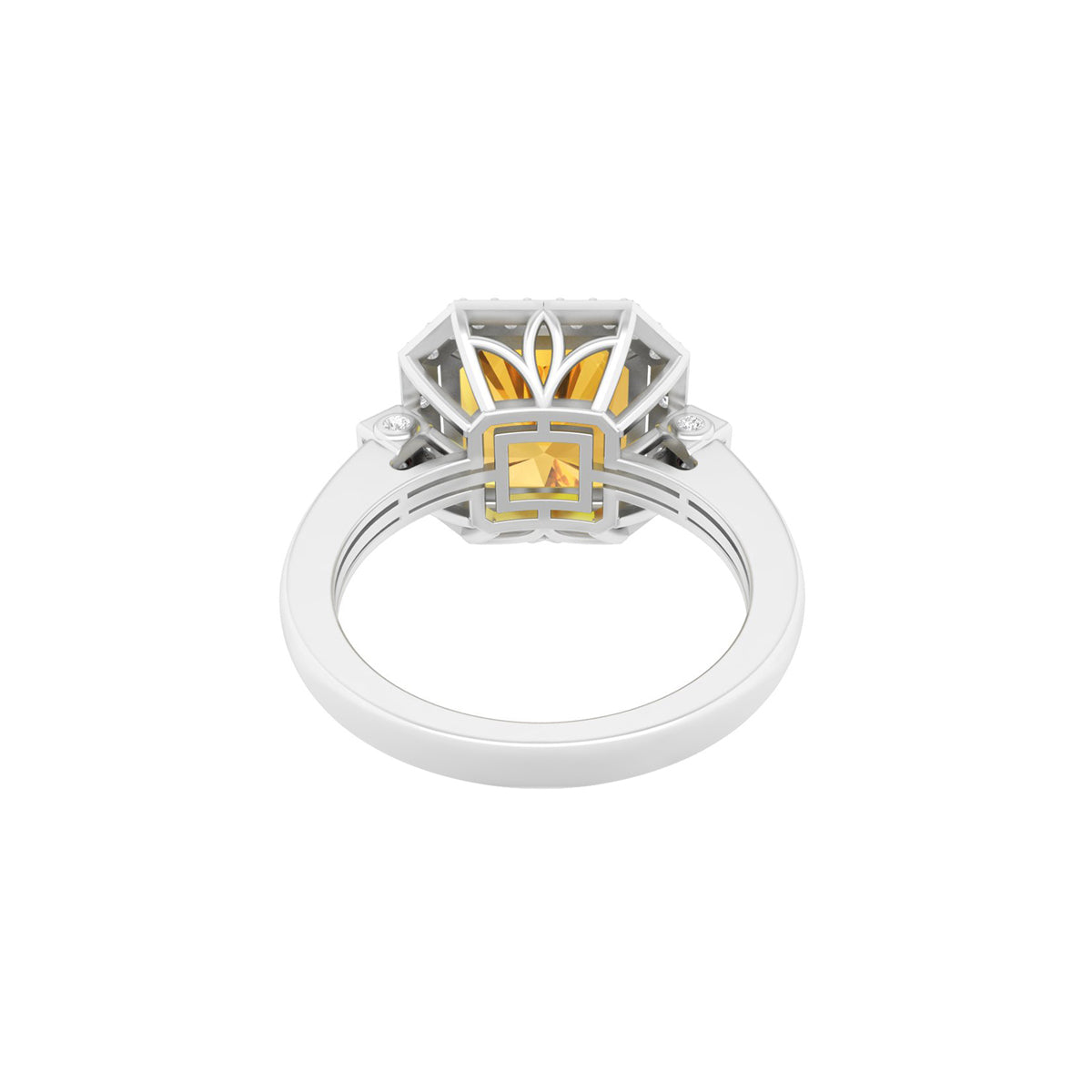 Citrine, Red Garnet Ring with White Diamond in 18Kt White Gold 5.06cts