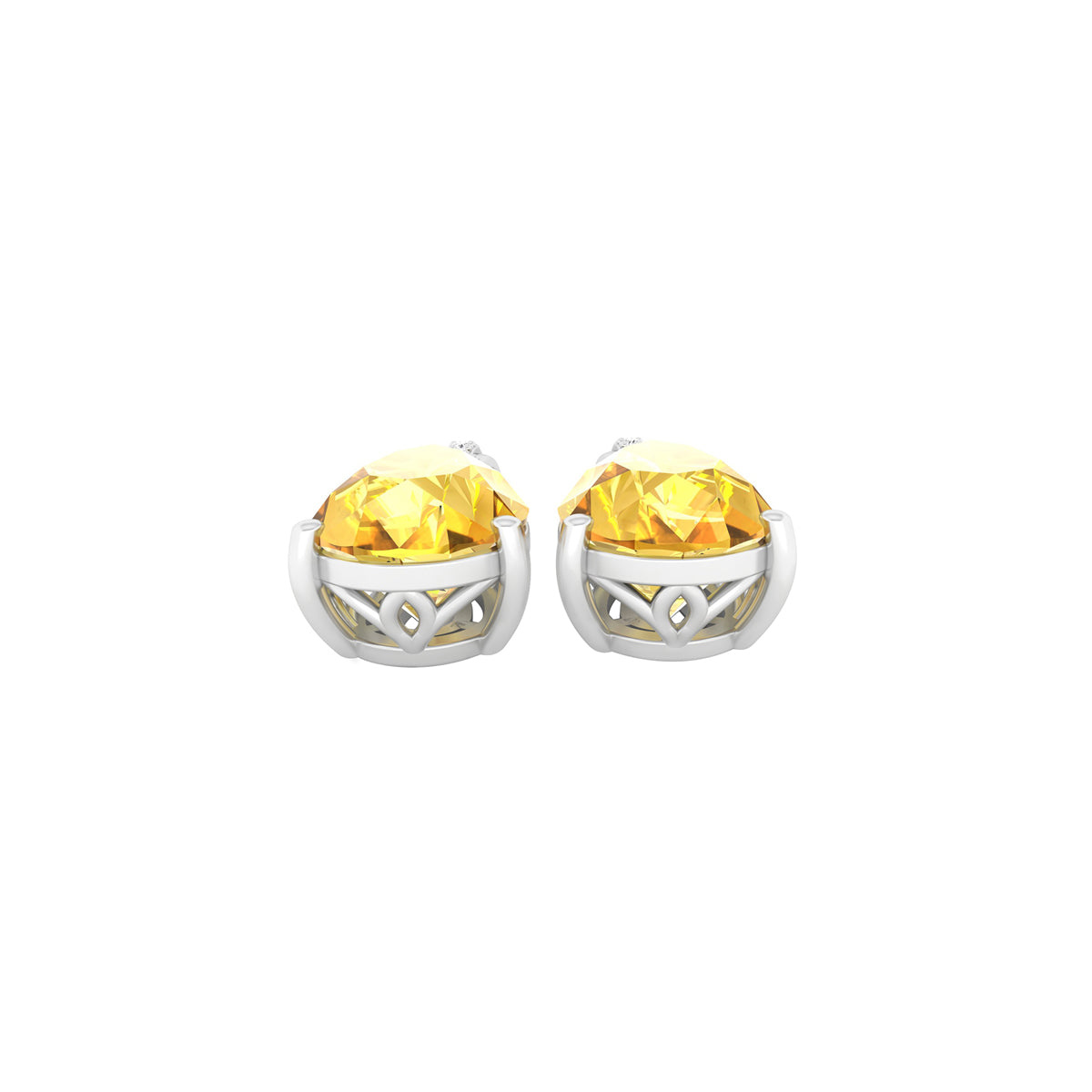 Citrine Dangle Earrings with White Diamond in 18Kt White Gold 6.49cts