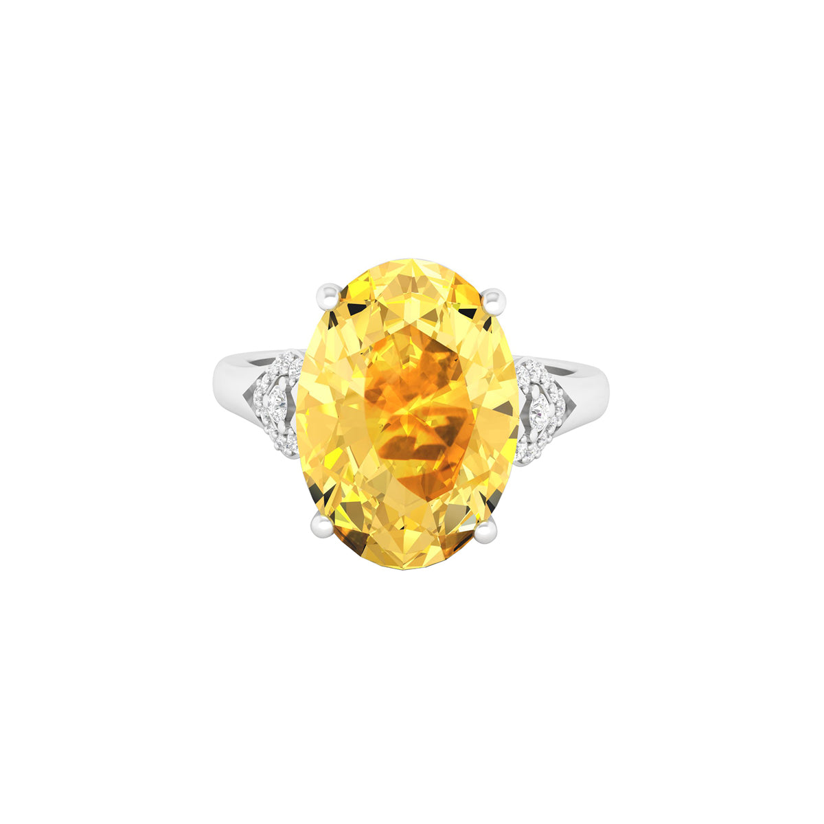 Citrine Ring with White Diamond in 18Kt White Gold 4.89cts