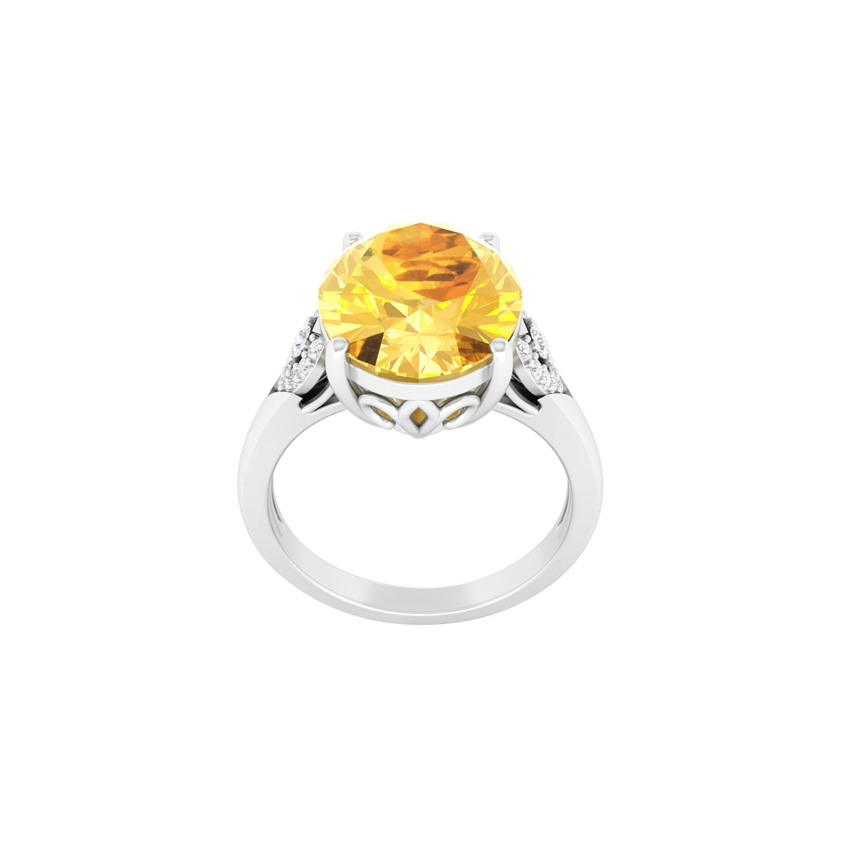 Citrine Ring with White Diamond in 18Kt White Gold 4.89cts