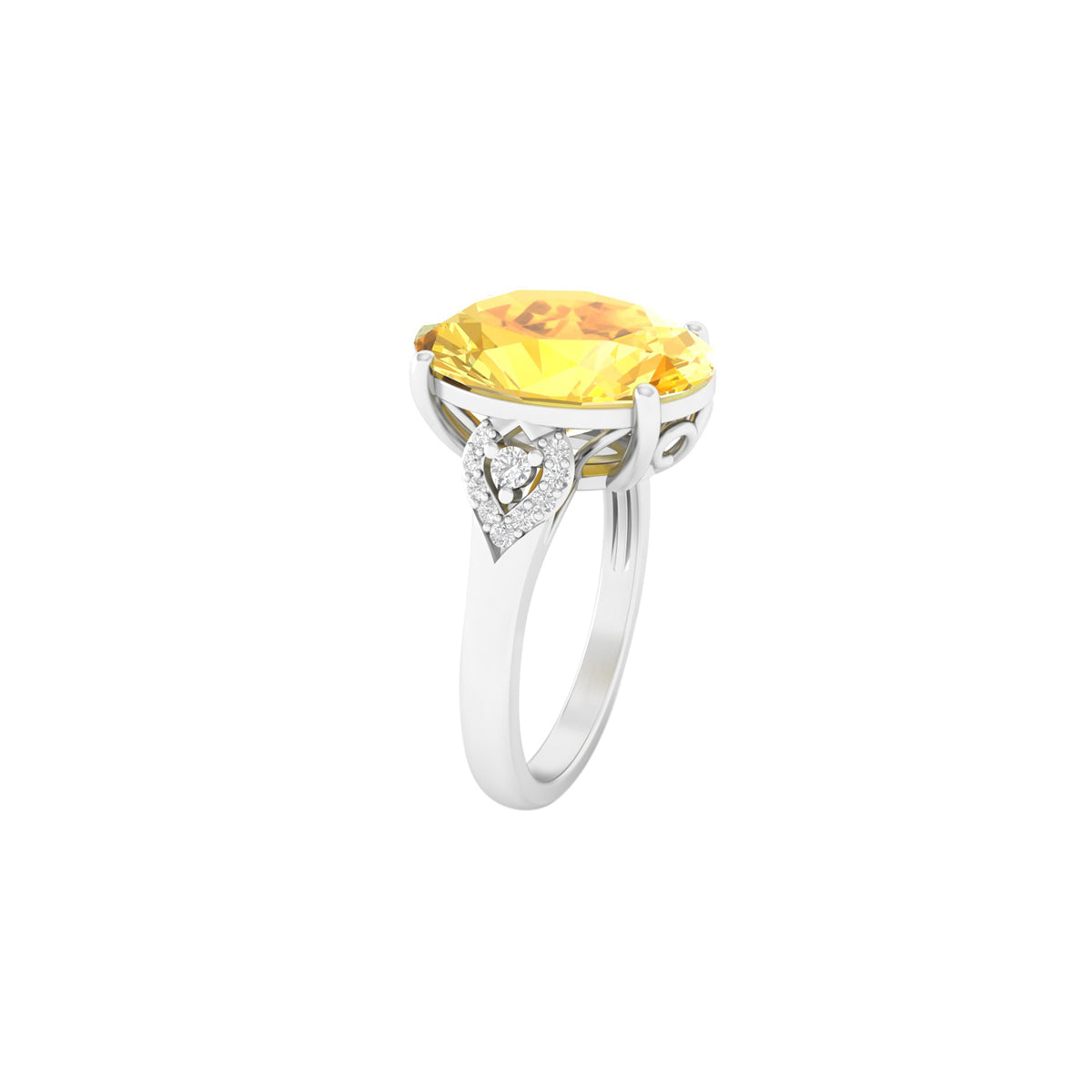 Citrine Ring with White Diamond in 18Kt White Gold 4.89cts