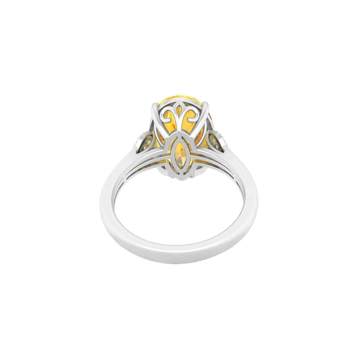 Citrine Ring with White Diamond in 18Kt White Gold 4.89cts