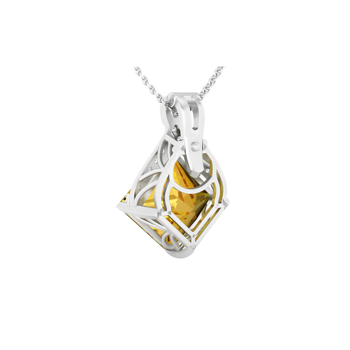 Citrine Pendant with White Diamond in 18Kt White Gold 5.61cts