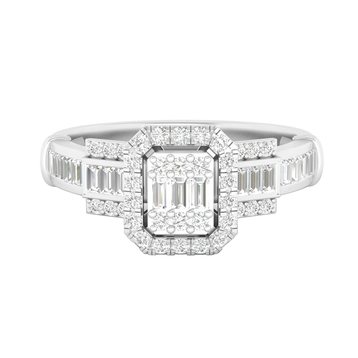 18KT White Gold With White Diamond Engagement Ring 0.52ct