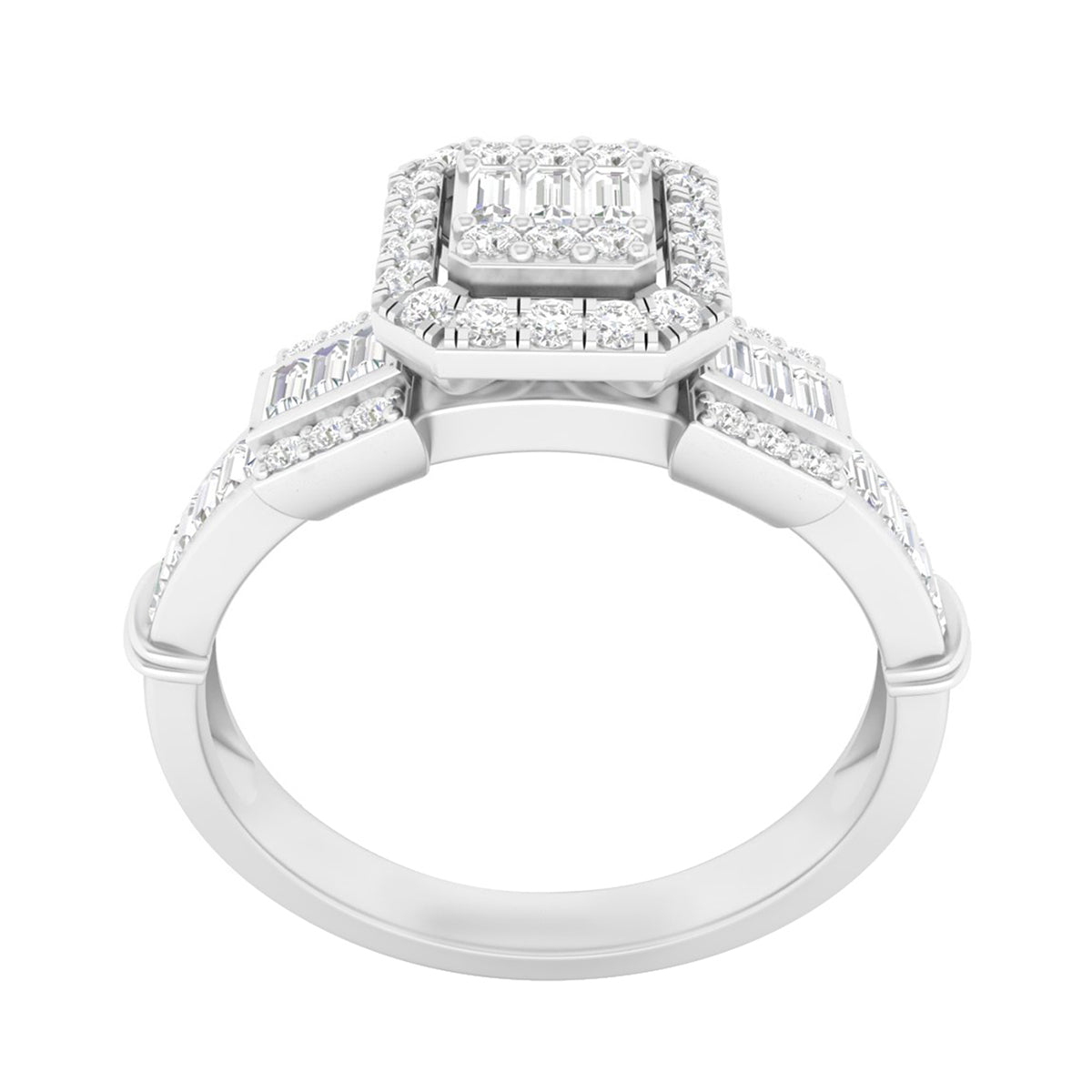 18KT White Gold With White Diamond Engagement Ring 0.52ct