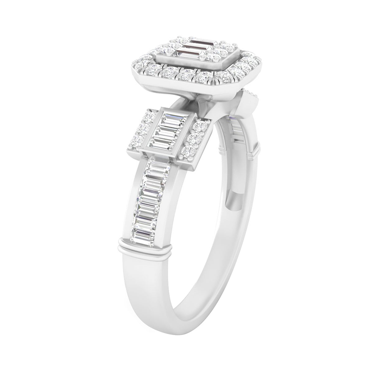 18KT White Gold With White Diamond Engagement Ring 0.52ct