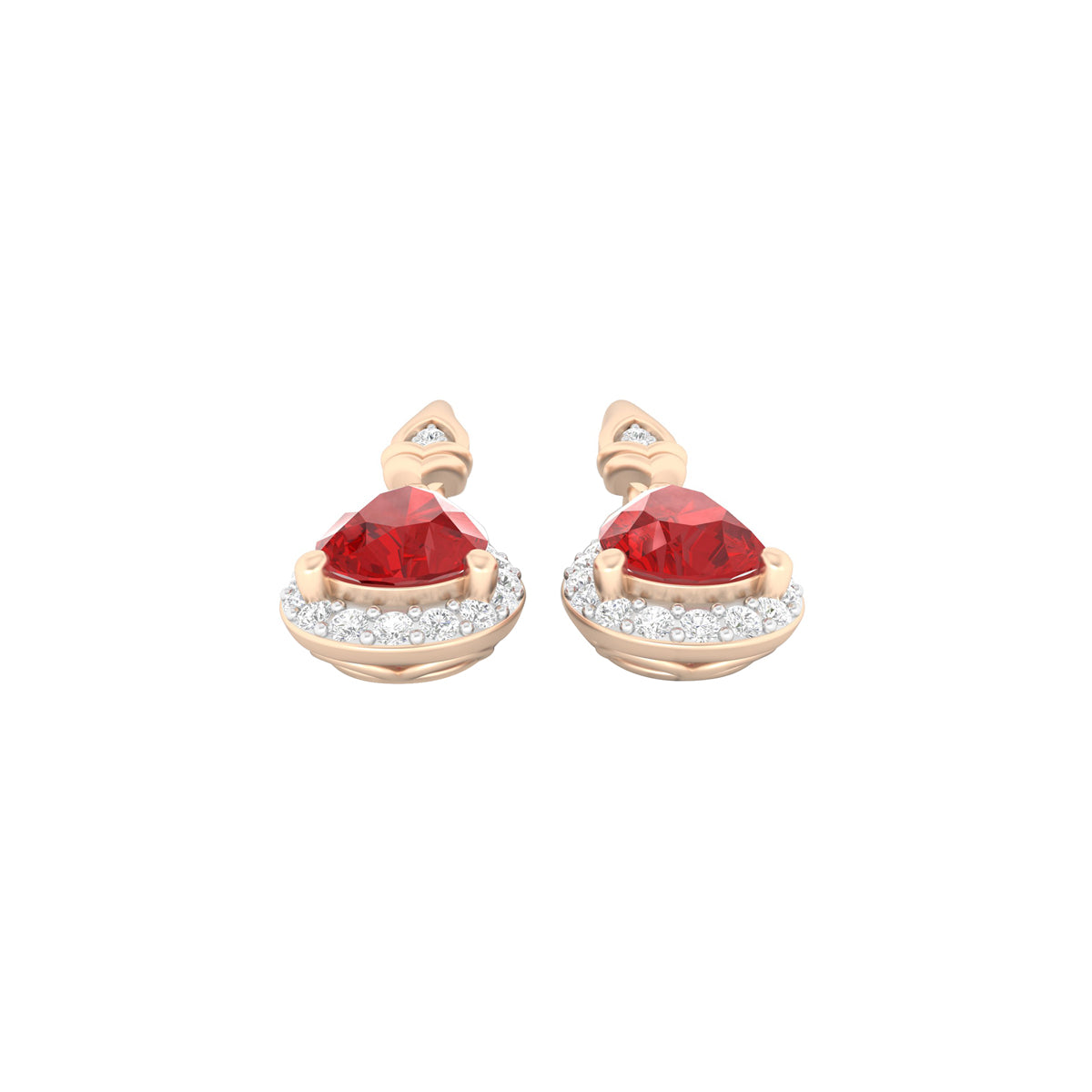 Red Apatite Dangle Earrings with White Diamond in 18Kt Gold 1.59cts